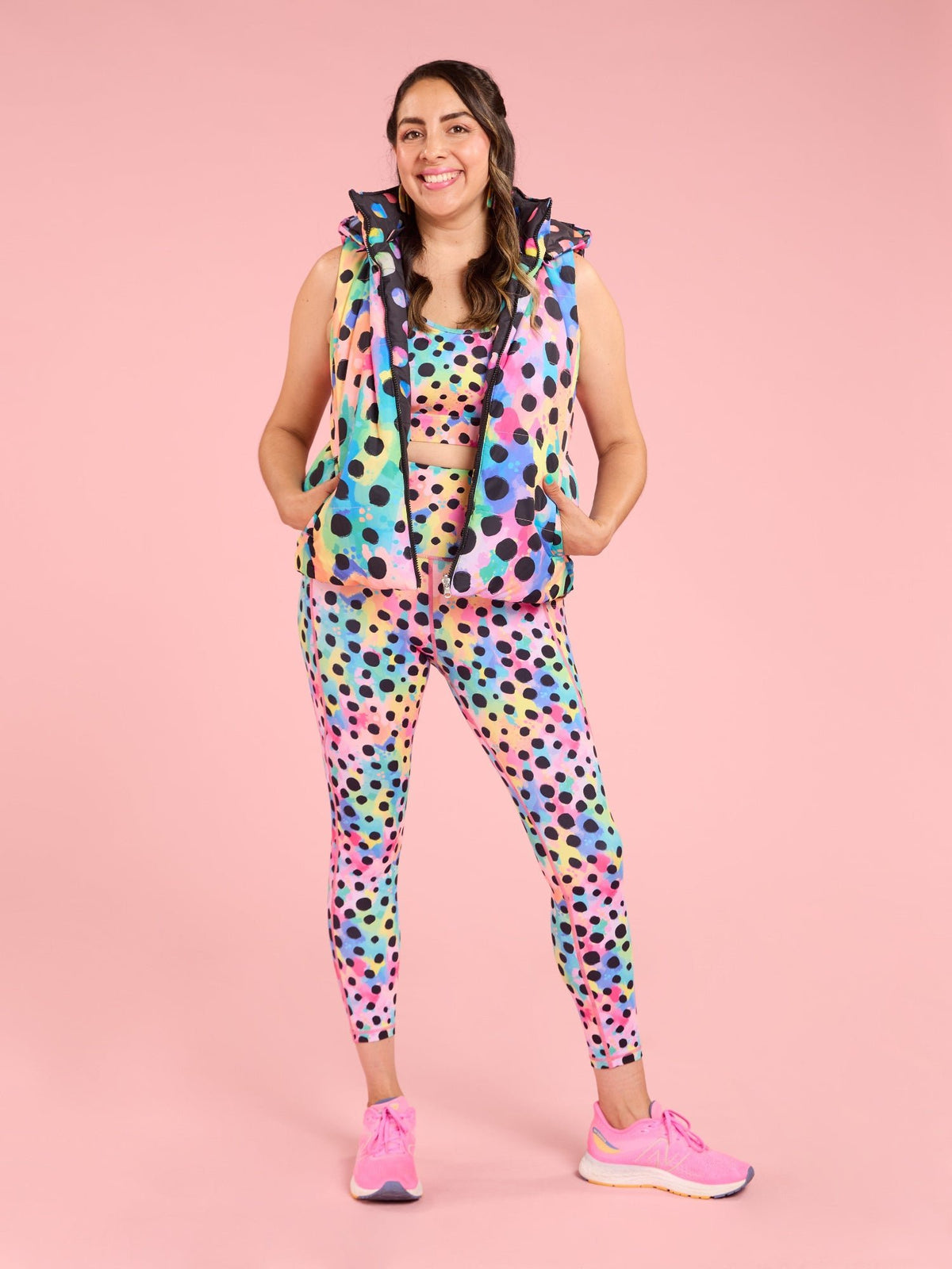 Polka Party Reversible Hooded Puffer Vest- Adults - waterproof winter staple Kasey Rainbow