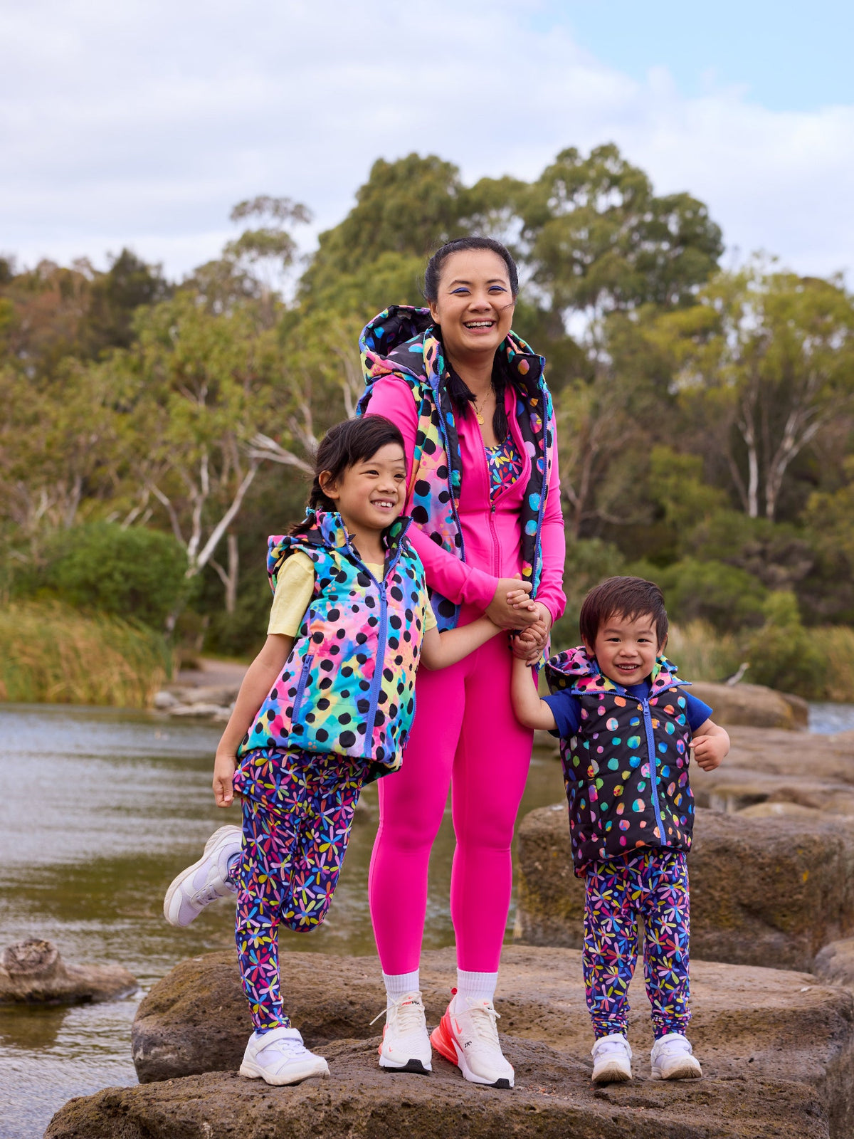 Polka Party Reversible Hooded Puffer Vest- Adults - matching outfits mum children kasey rainbow