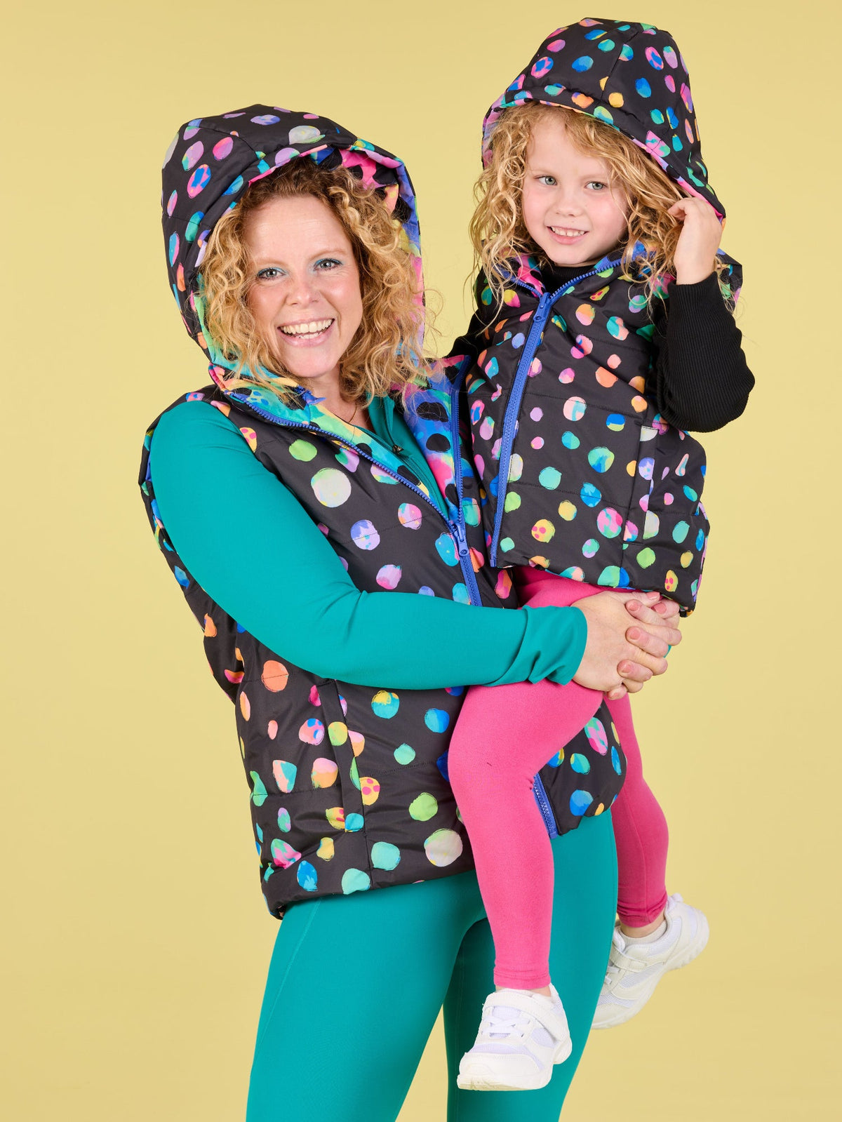 Polka Party Reversible Hooded Puffer Vest- Adults - mummy and me clothing reversible hooded puffer vest