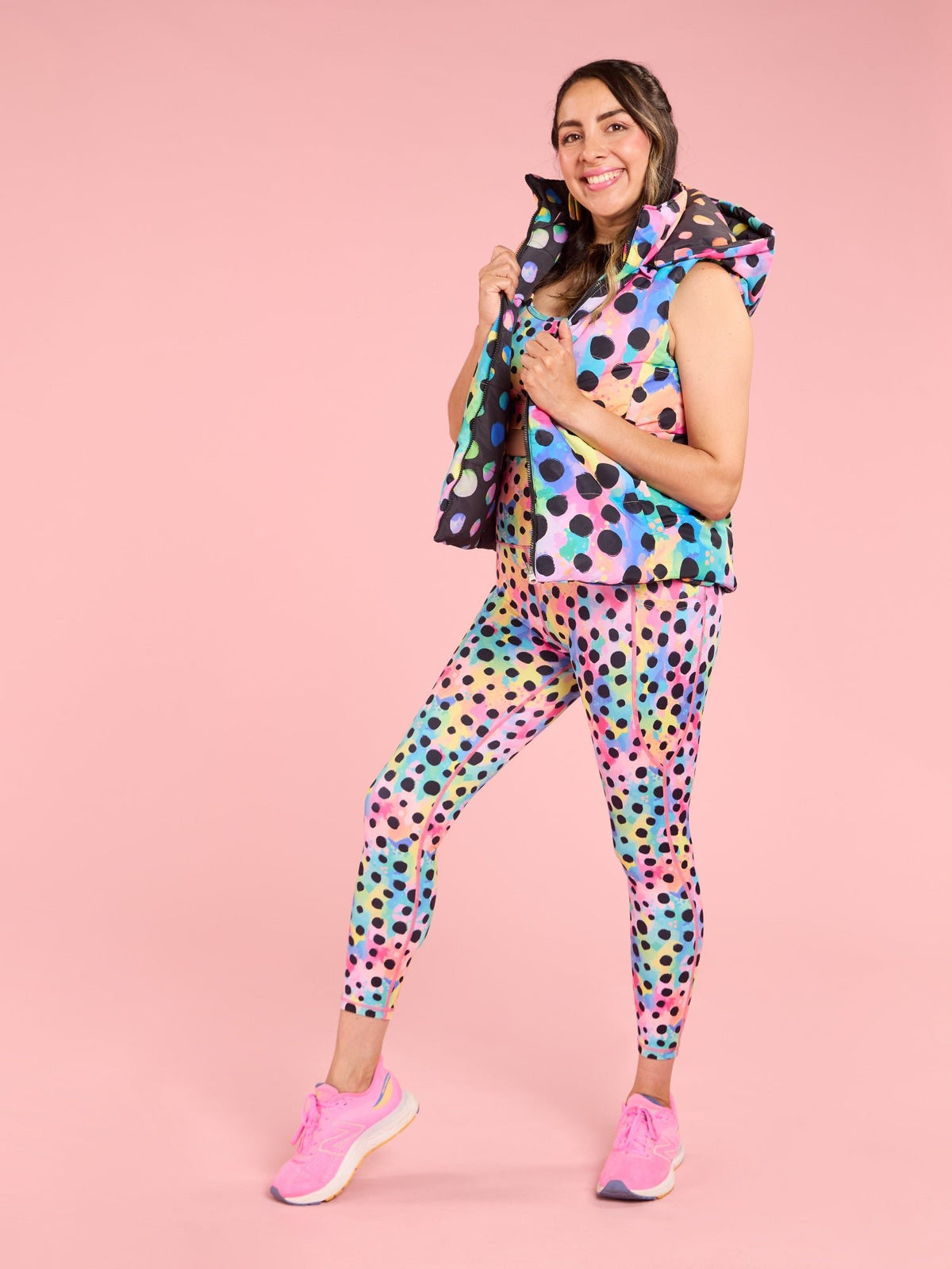 Polka Party Reversible Hooded Puffer Vest- Adults - waterproof puffer vest