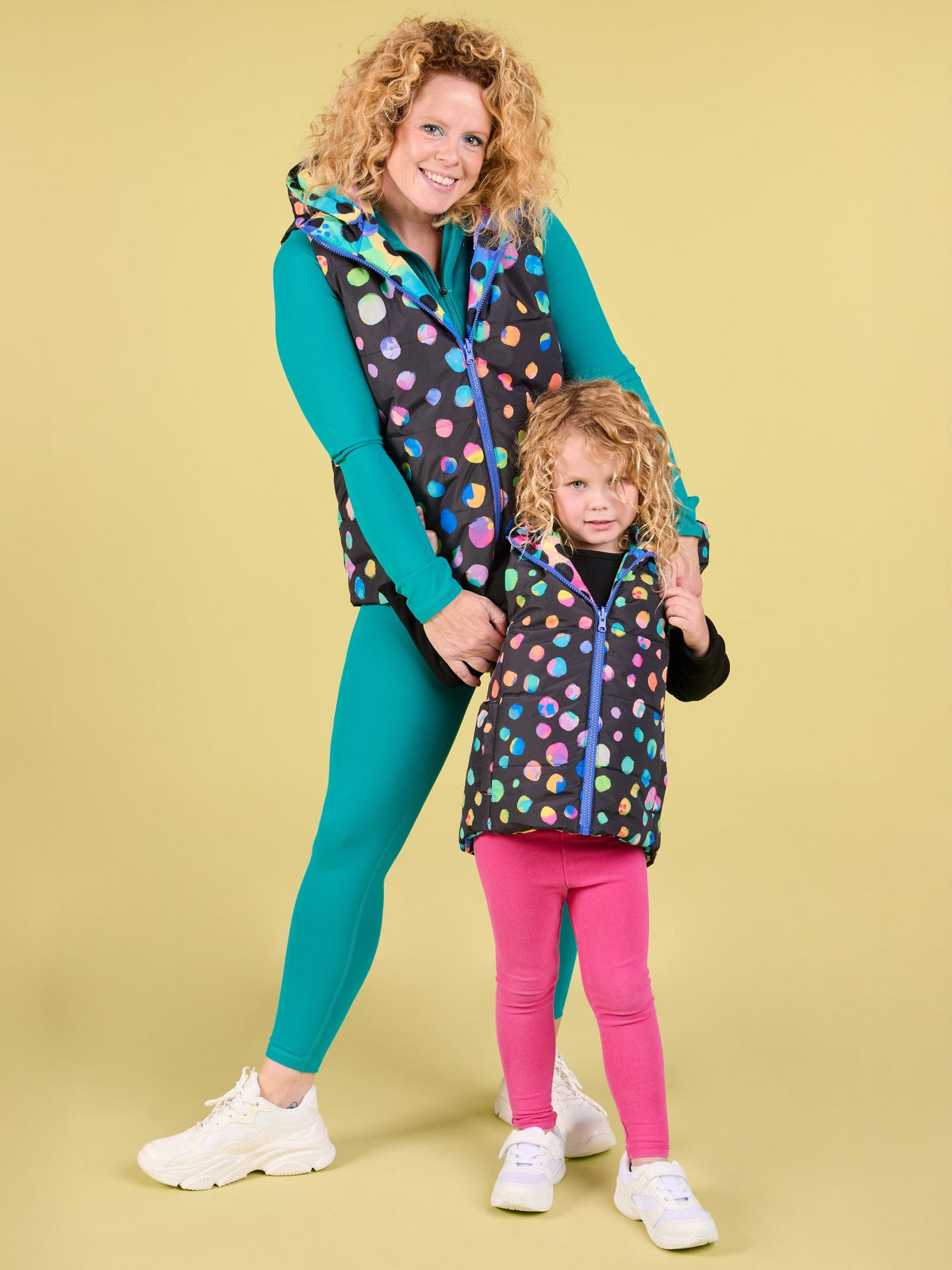 Polka Party Reversible Hooded Puffer Vest - Kids - matching outfits mum children