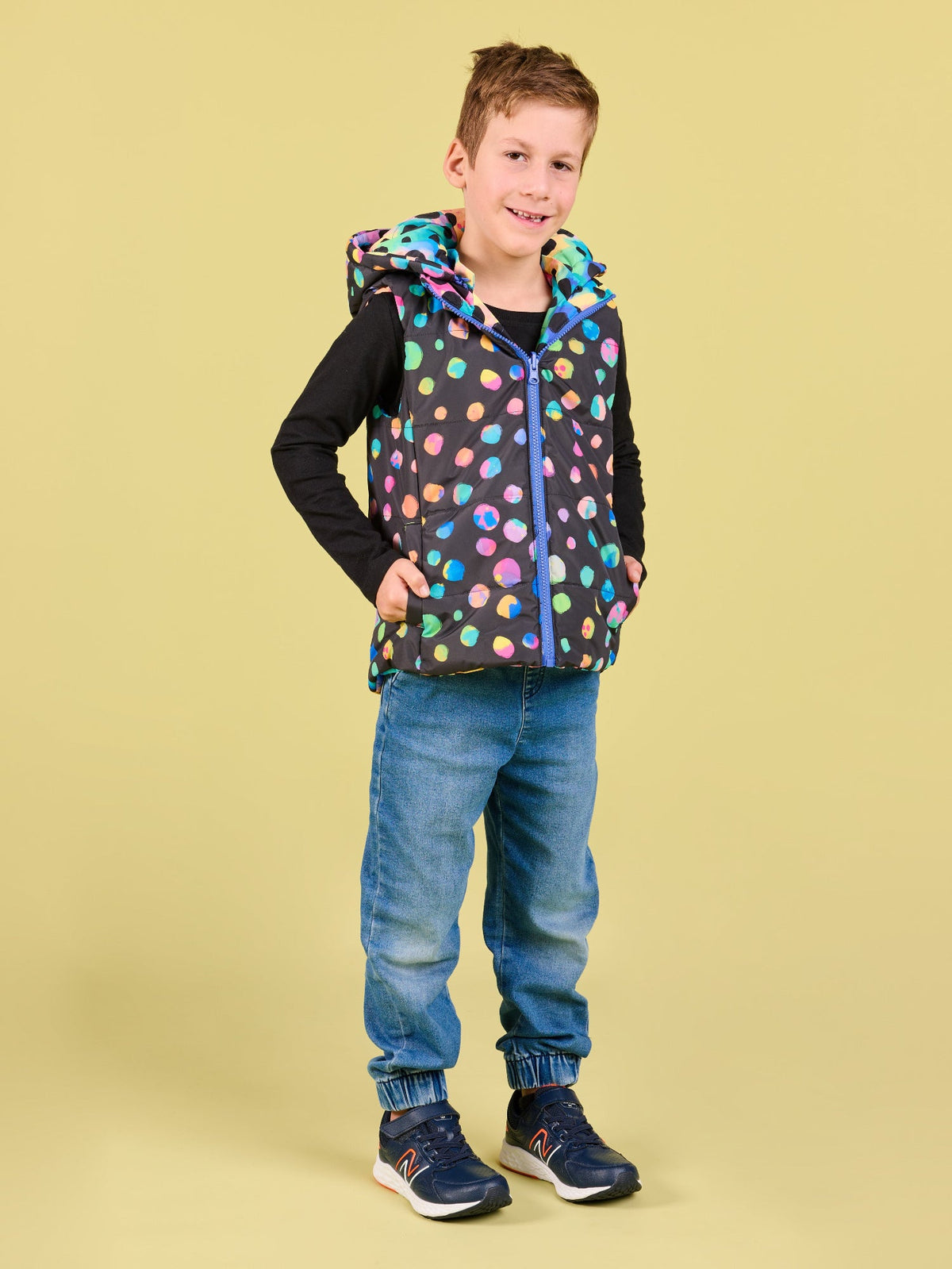 Polka Party Reversible Hooded Puffer Vest - Kids - Colourful puffer vest warm winter cozy children's