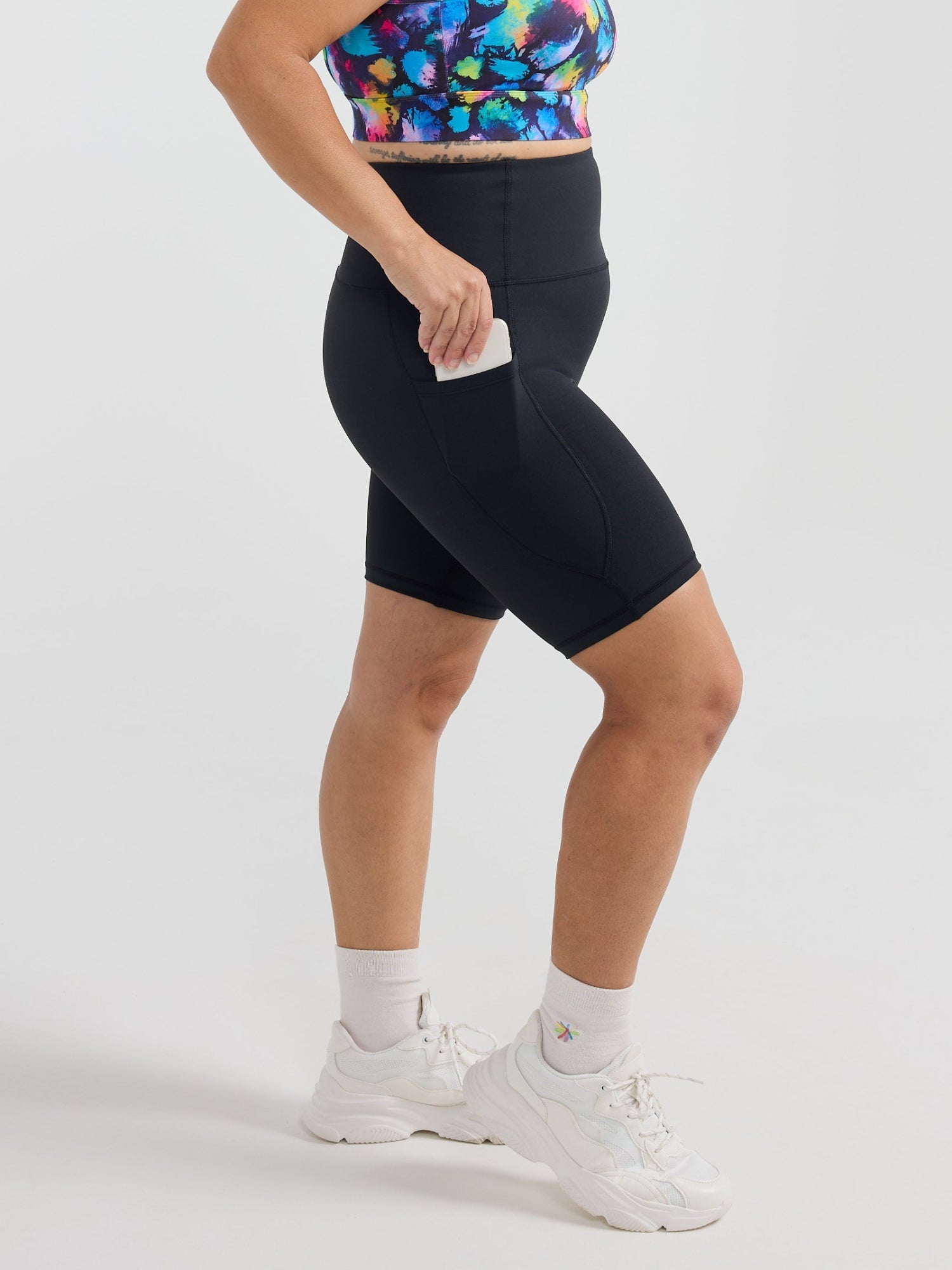 Rainbow at Heart Everyday Black Bike Shorts - tummy control bike shorts black