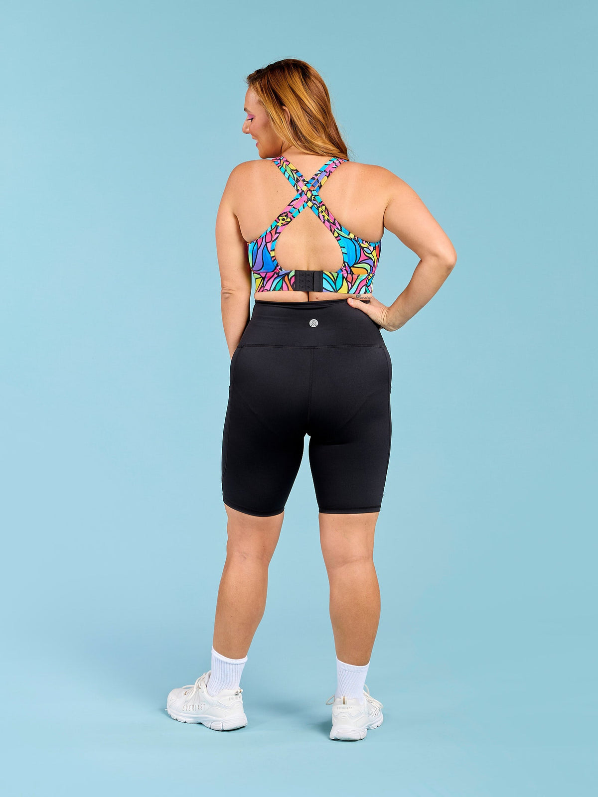 Rainbow at Heart Everyday Black Biker Shorts - Chlorine-Resistant hybrid swim wear squat proof