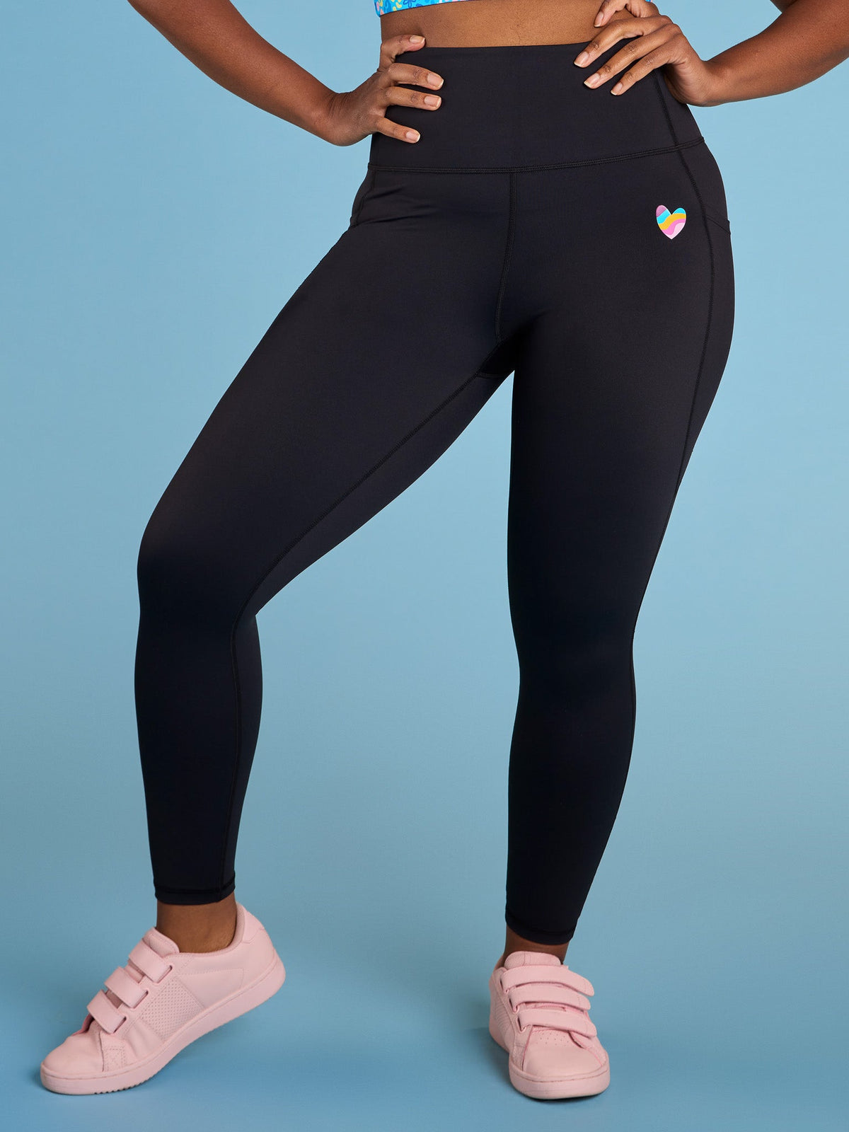 Rainbow at Heart Everyday Black Legging - 7/8 length - extra high waisted squat proof leggings