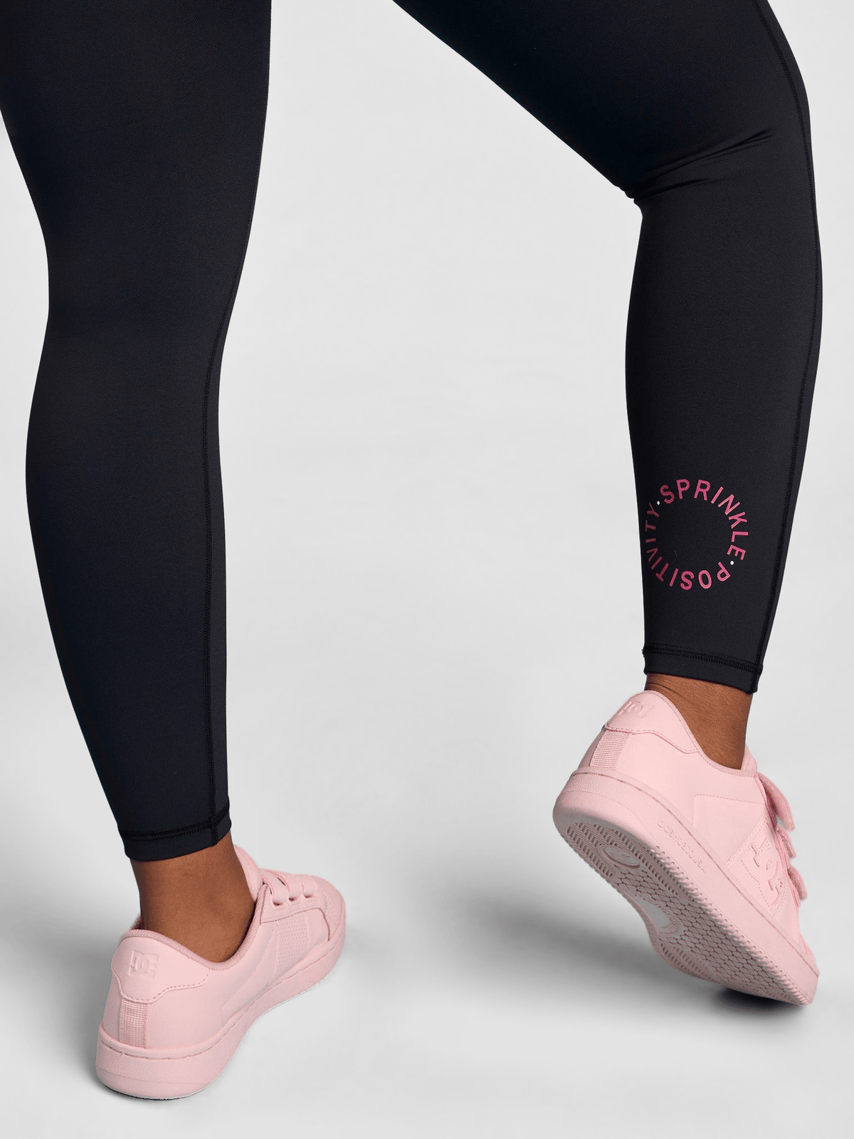 Rainbow at Heart Everyday Black Legging - 7/8 length - Black high waisted leggings with pockets squat proof activewear, worn by Zee