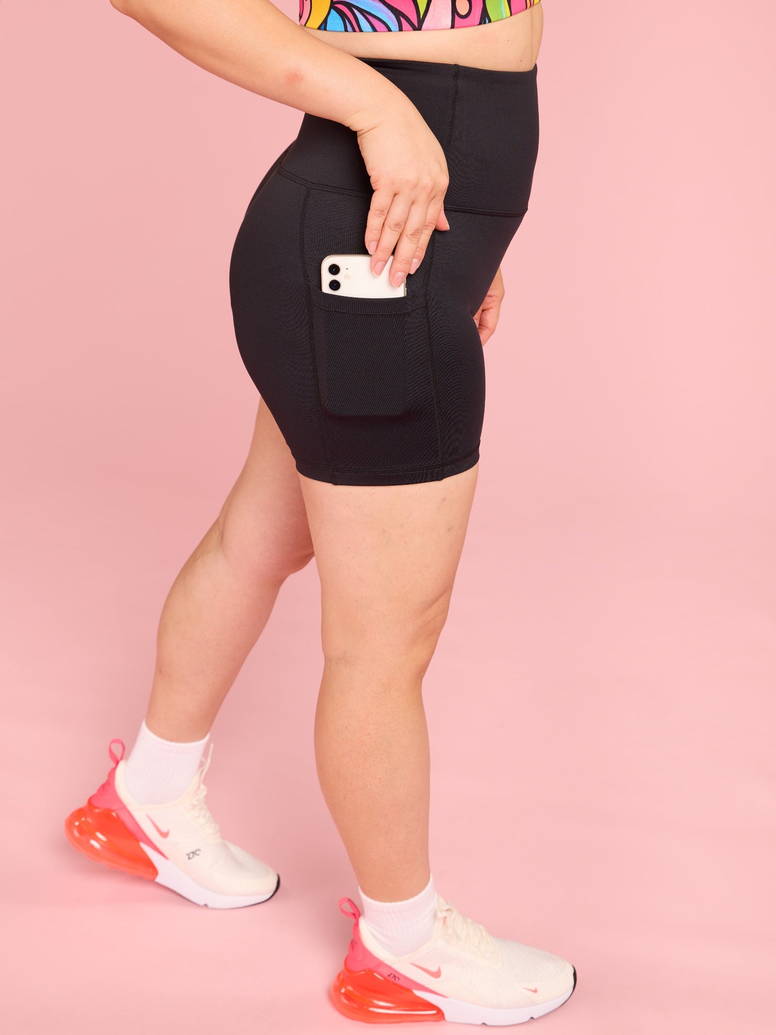 Everyday Black Shortie Shorts- high waisted 6 inch bike shorts black