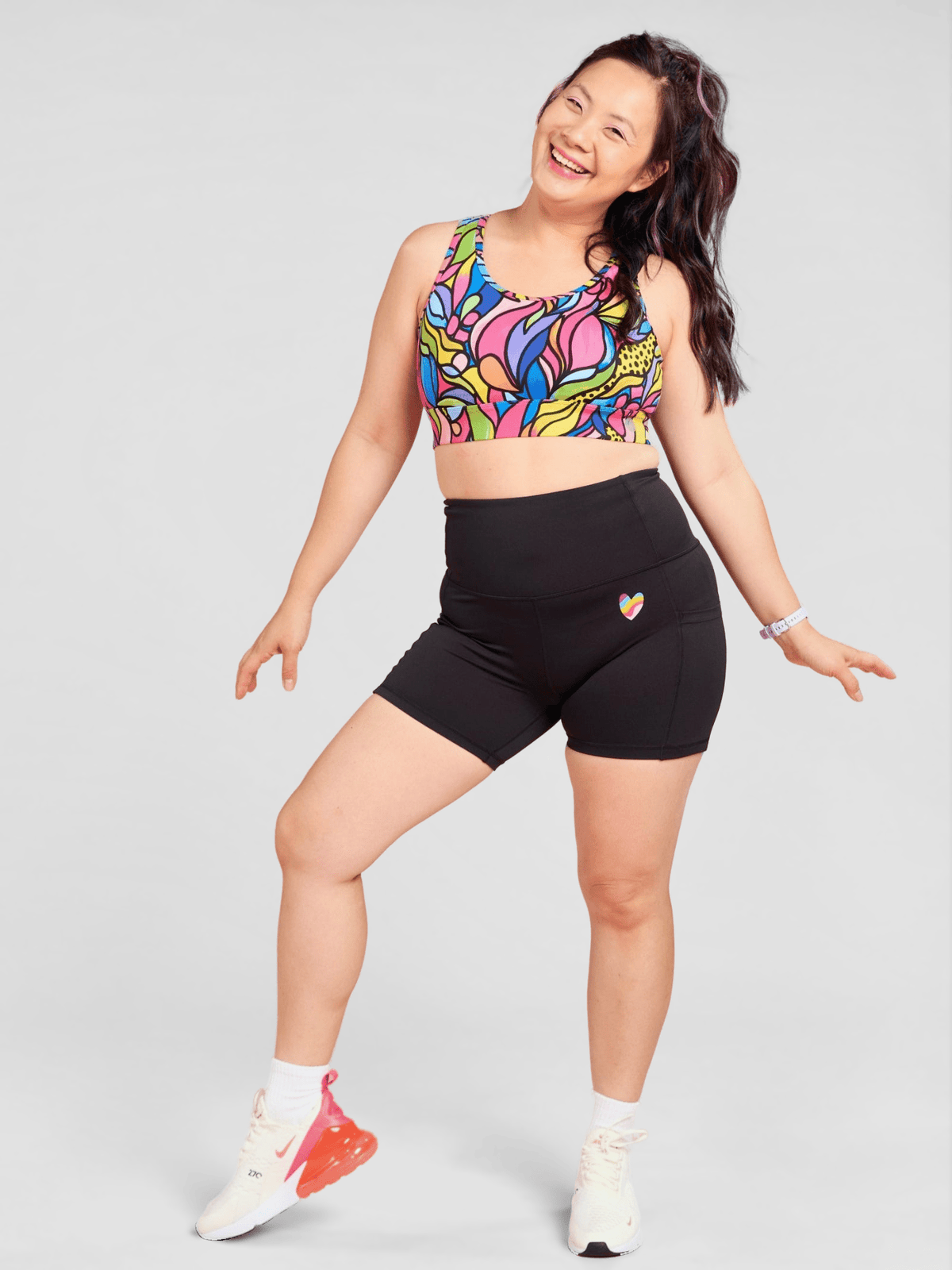 Everyday Black Shortie Shorts- high waisted 6 inch bike shorts black, worn by Faye