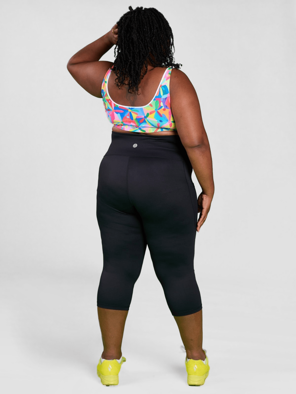 Rainbow at Heart Everyday Cropped Legging - 3/4 length - black leggings plus size squat proof, worn by Zee