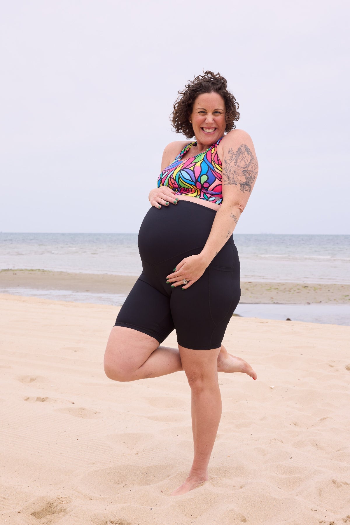 Rainbow at Heart Maternity Bike Shorts