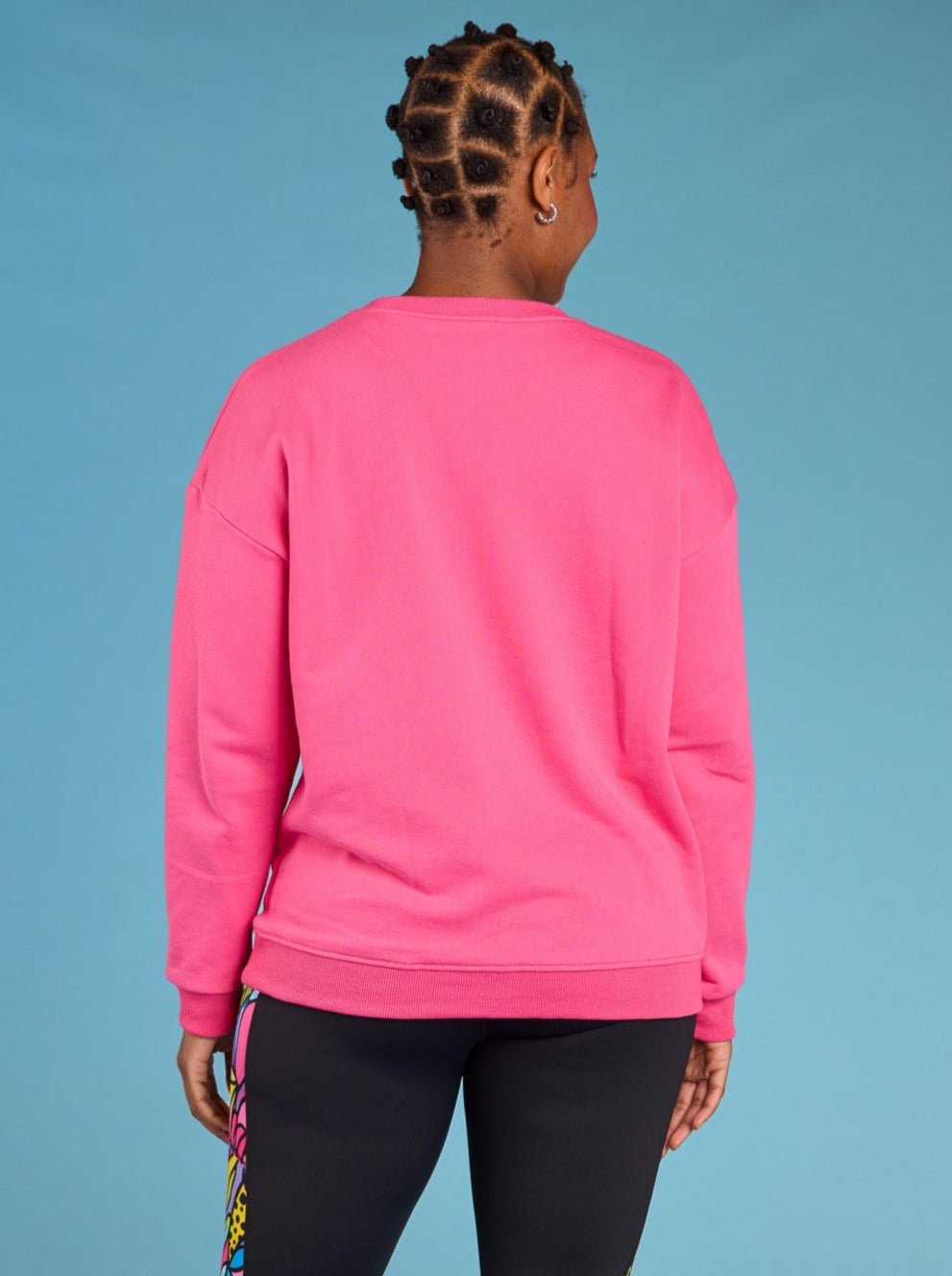 Rainbow at Heart Organic Cotton Sweatshirt - Dolly Pink - pink organic cotton sweatshirt relaxed fit