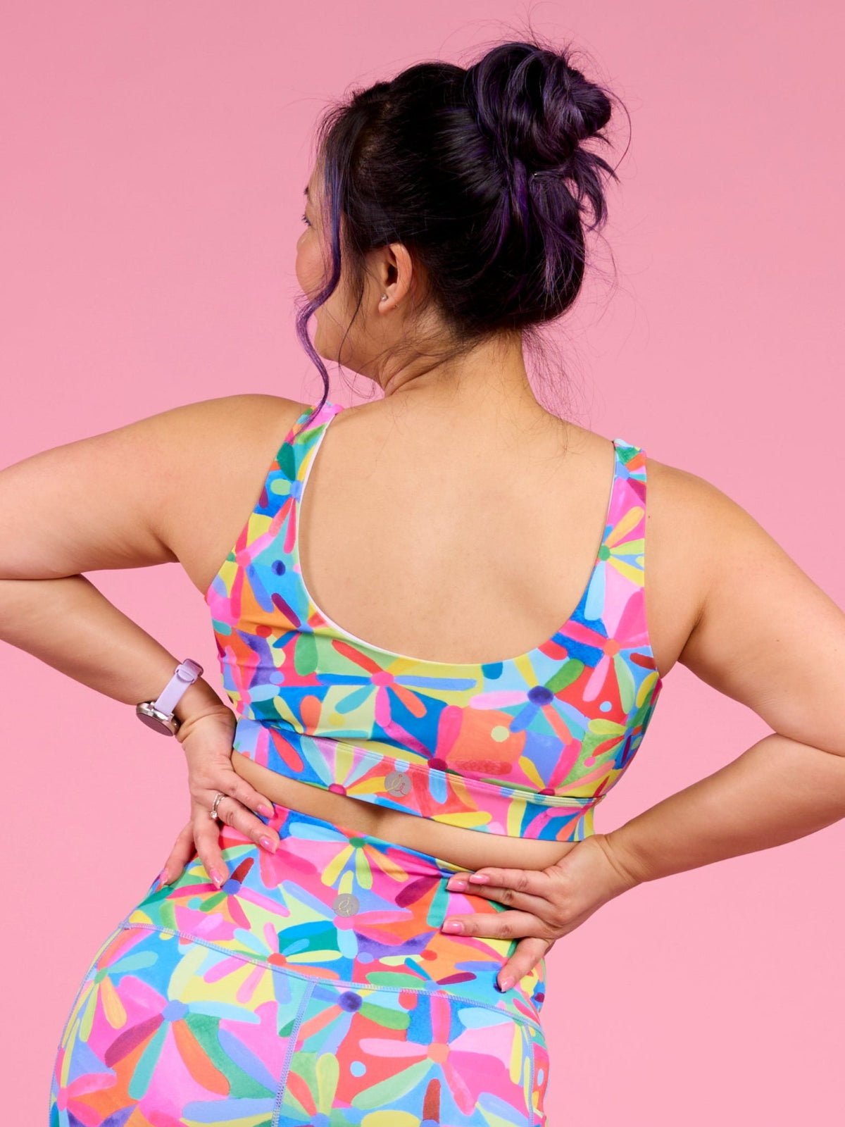 Rainbow Daisies Active Swim Crop