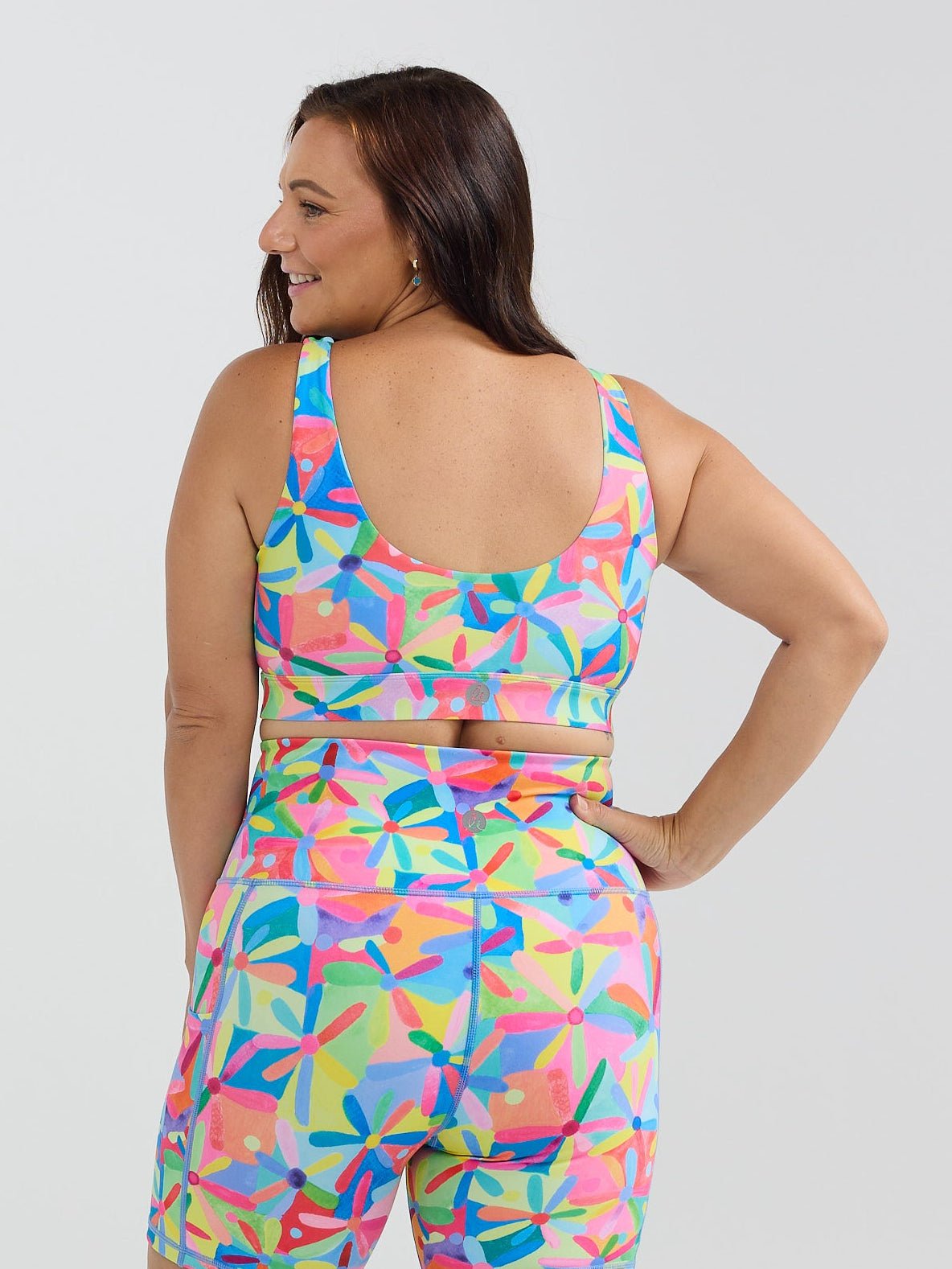 Rainbow Daisies Active Swim Crop - Supportive swim crop