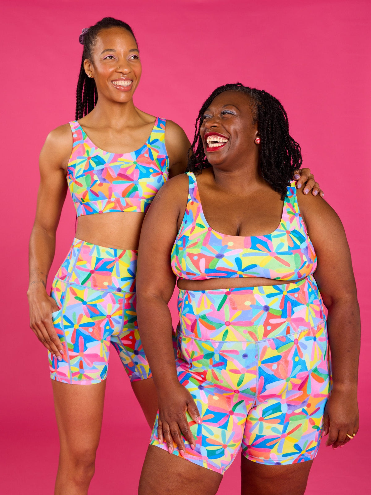 Rainbow Daisies Active Swim Crop- Colourful swimwear