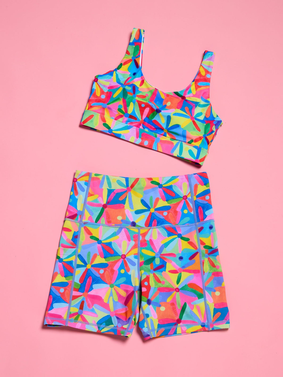 Rainbow Daisies Active Swim Crop