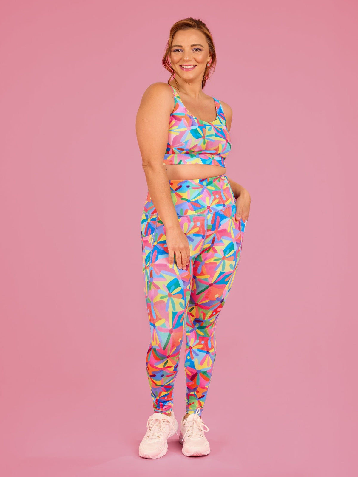 Rainbow Daisies Active Swim Crop- hybrid swim crop