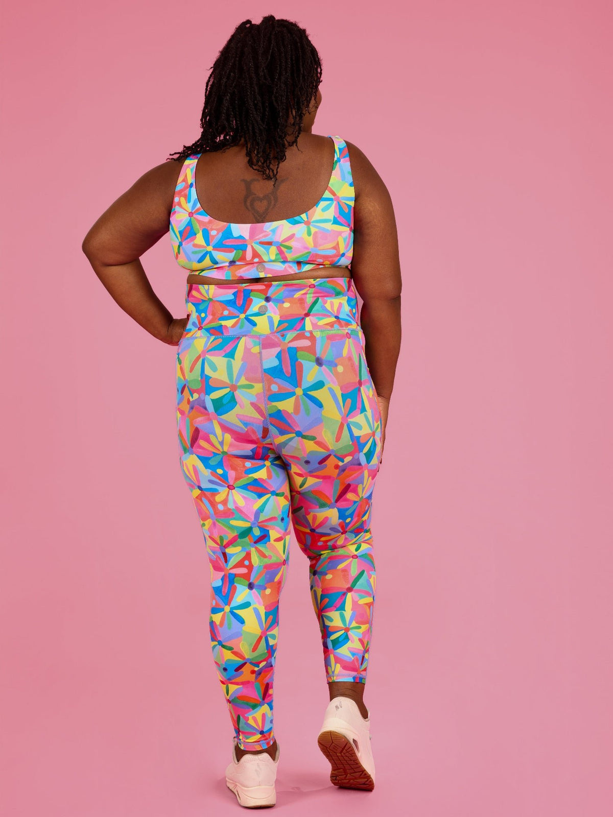 Rainbow Daisies Everyday Legging - 7/8 length - bold bright colourful activewear squat proof