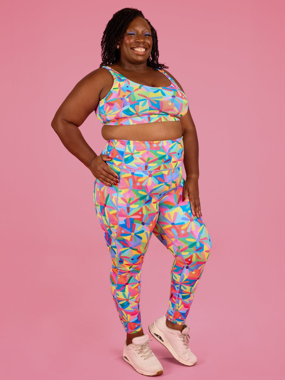 Rainbow Daisies Everyday Legging - 7/8 length - Squat-Proof Quick-Drying high waisted leggings with pockets plus size