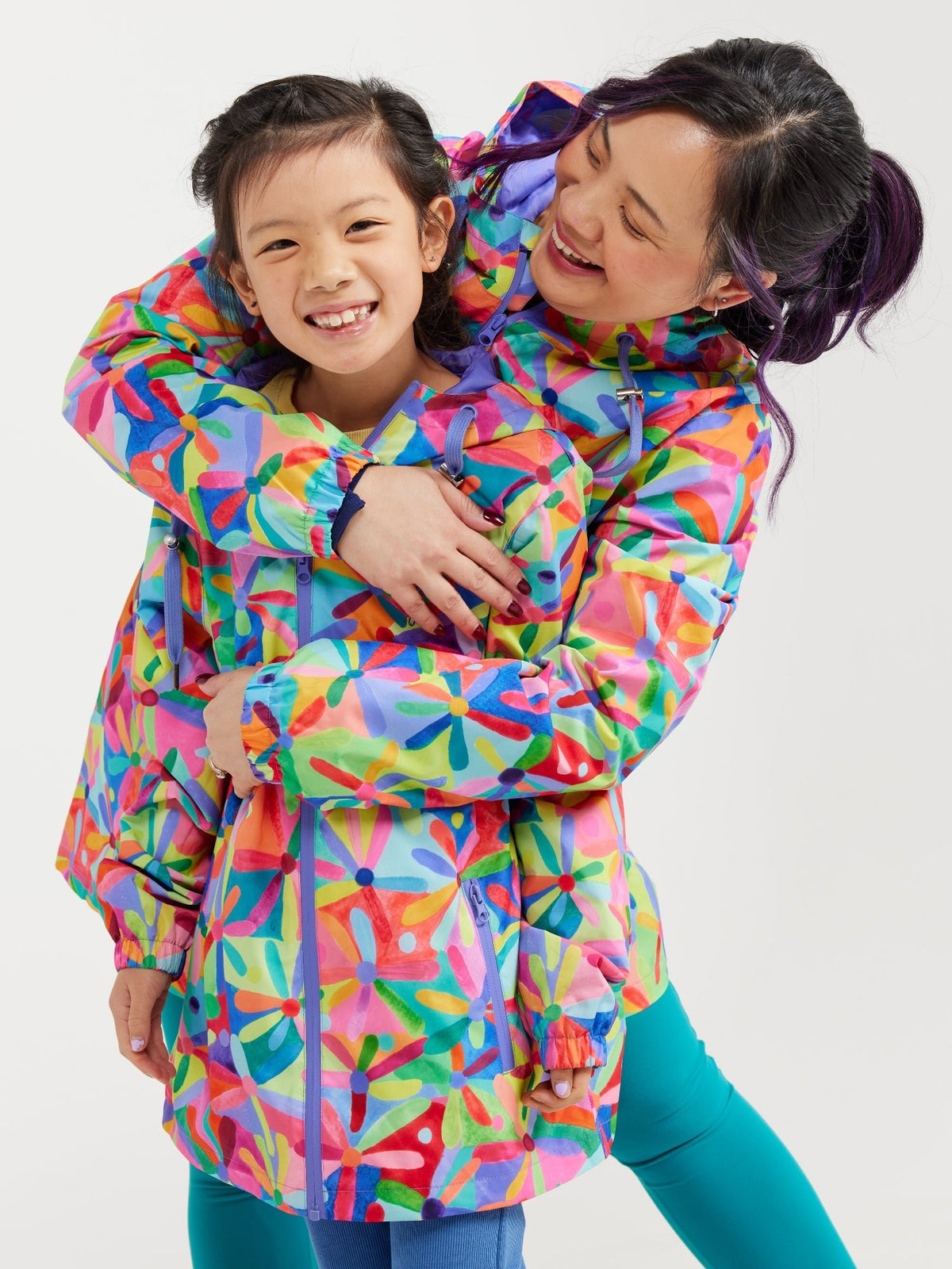 Rainbow Daisies Longline Raincoat