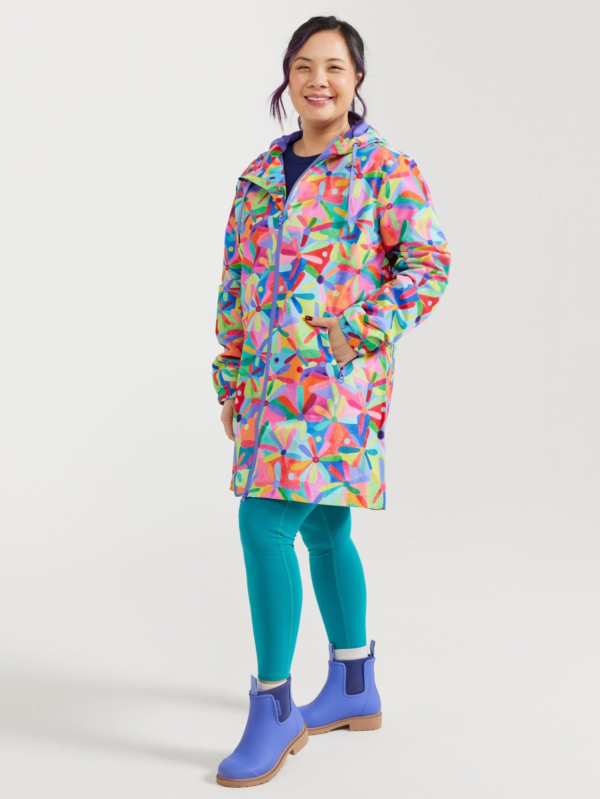 Rainbow Daisies Longline Raincoat