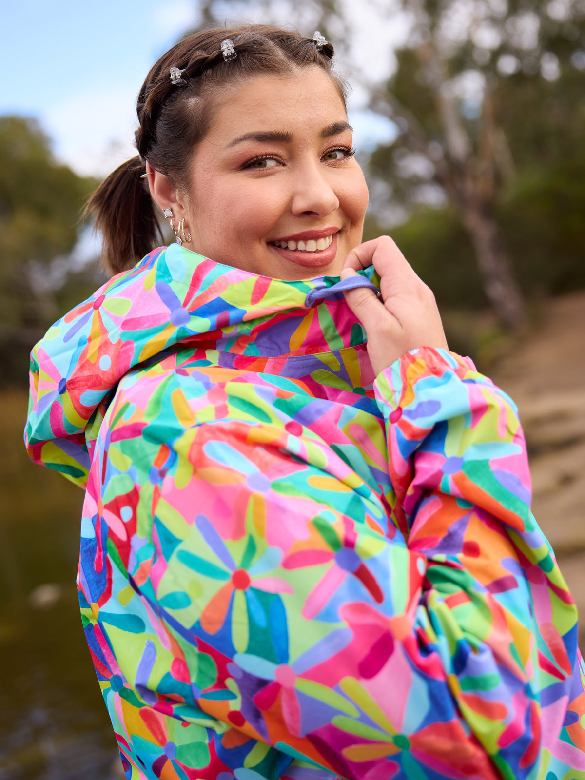 Rainbow Daisies Raincoat - Adults