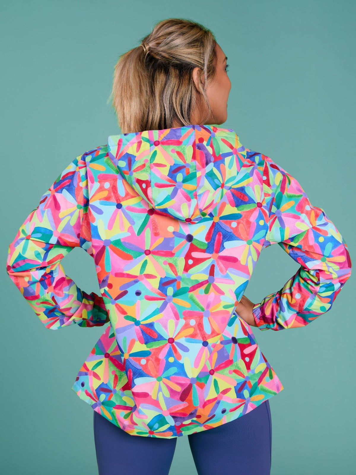 Rainbow Daisies Raincoat - Adults - women's spray jackets