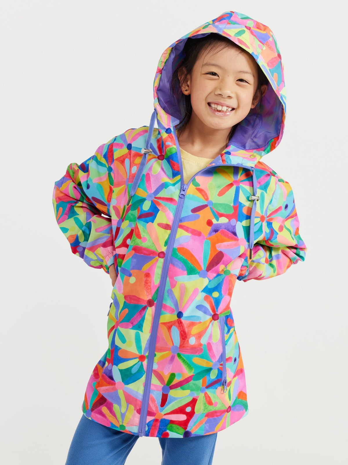 Rainbow Daisies Raincoat - Kids