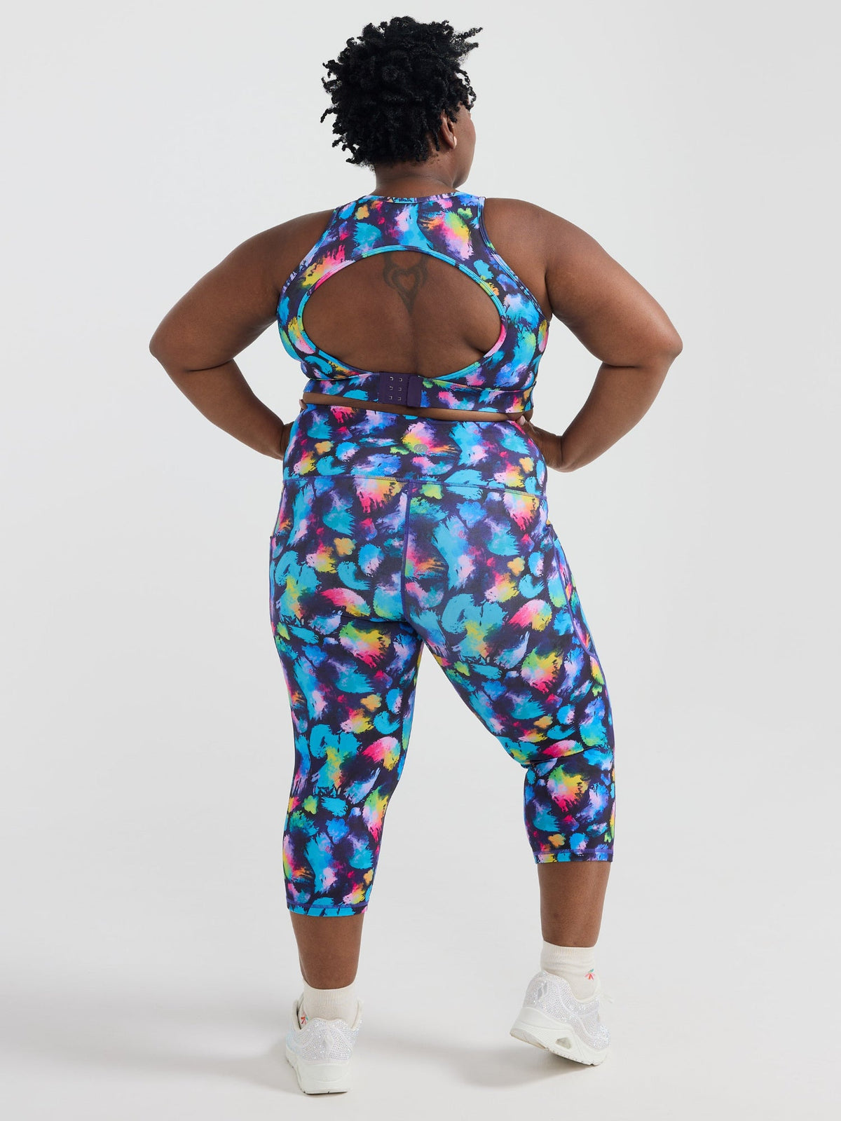 Rainbow Splatter Everyday Cropped Legging - 3/4 length - high waisted squat proof 3/4 tights