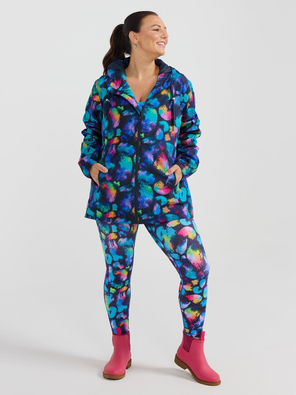 Rainbow Splatter Raincoat - Adults