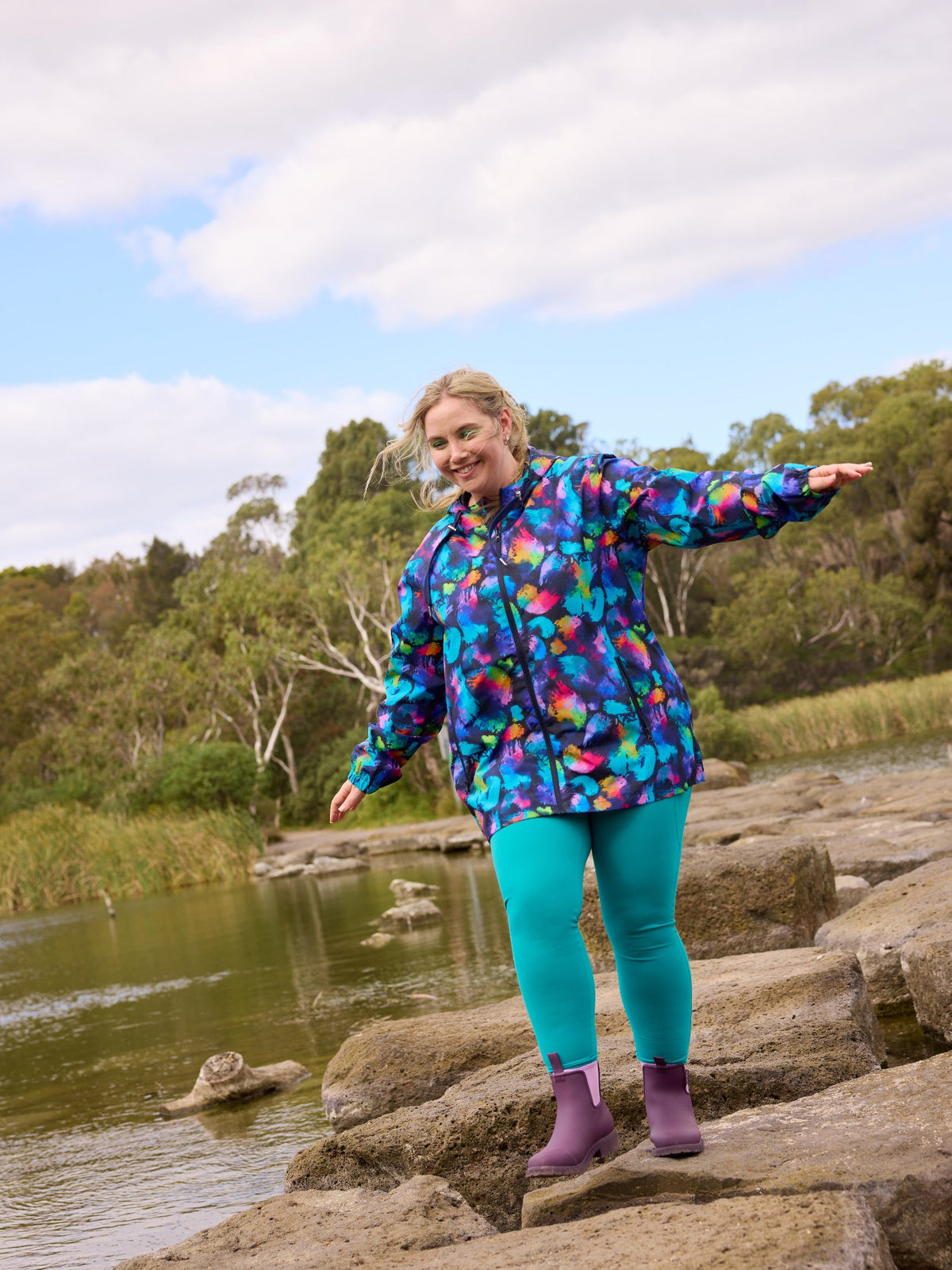 Rainbow Splatter Spray Jackets - Adults - womens waterproof jacket with pockets
