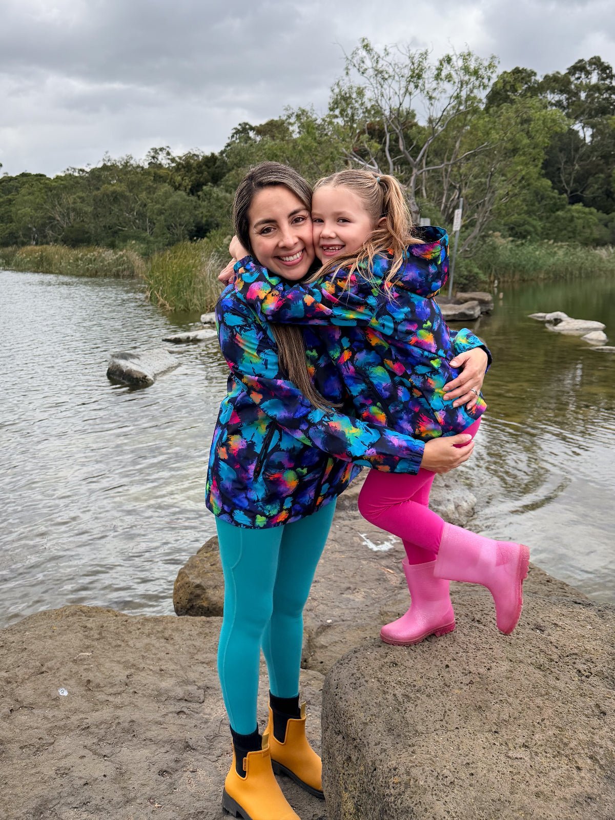 Rainbow Splatter Raincoat - Kids