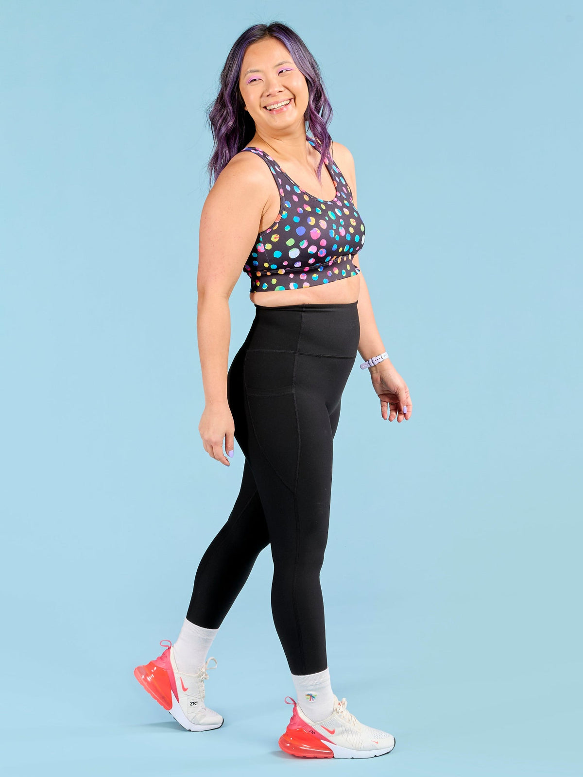 SleekFit Core Black Legging - 7/8 length - no roll down leggings no front seam