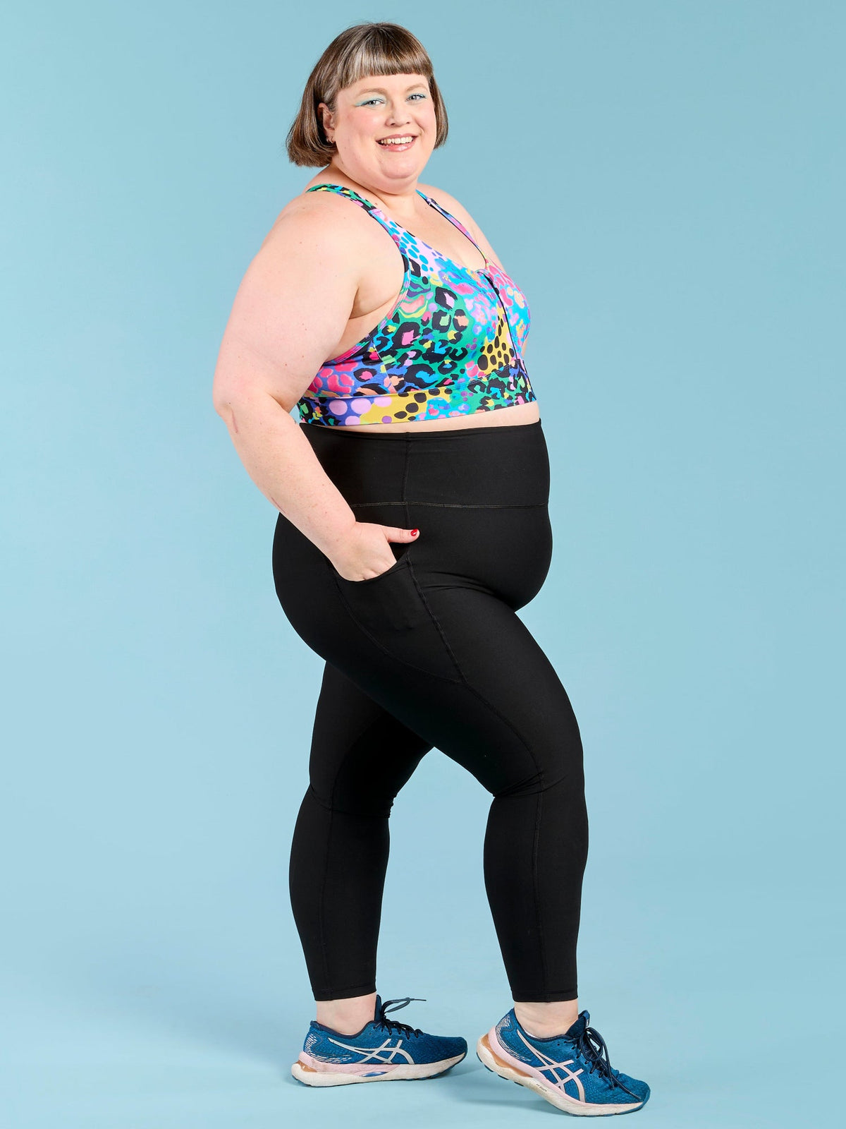 SleekFit Core Black Legging - 7/8 length - black high waisted leggings with pockets plus size