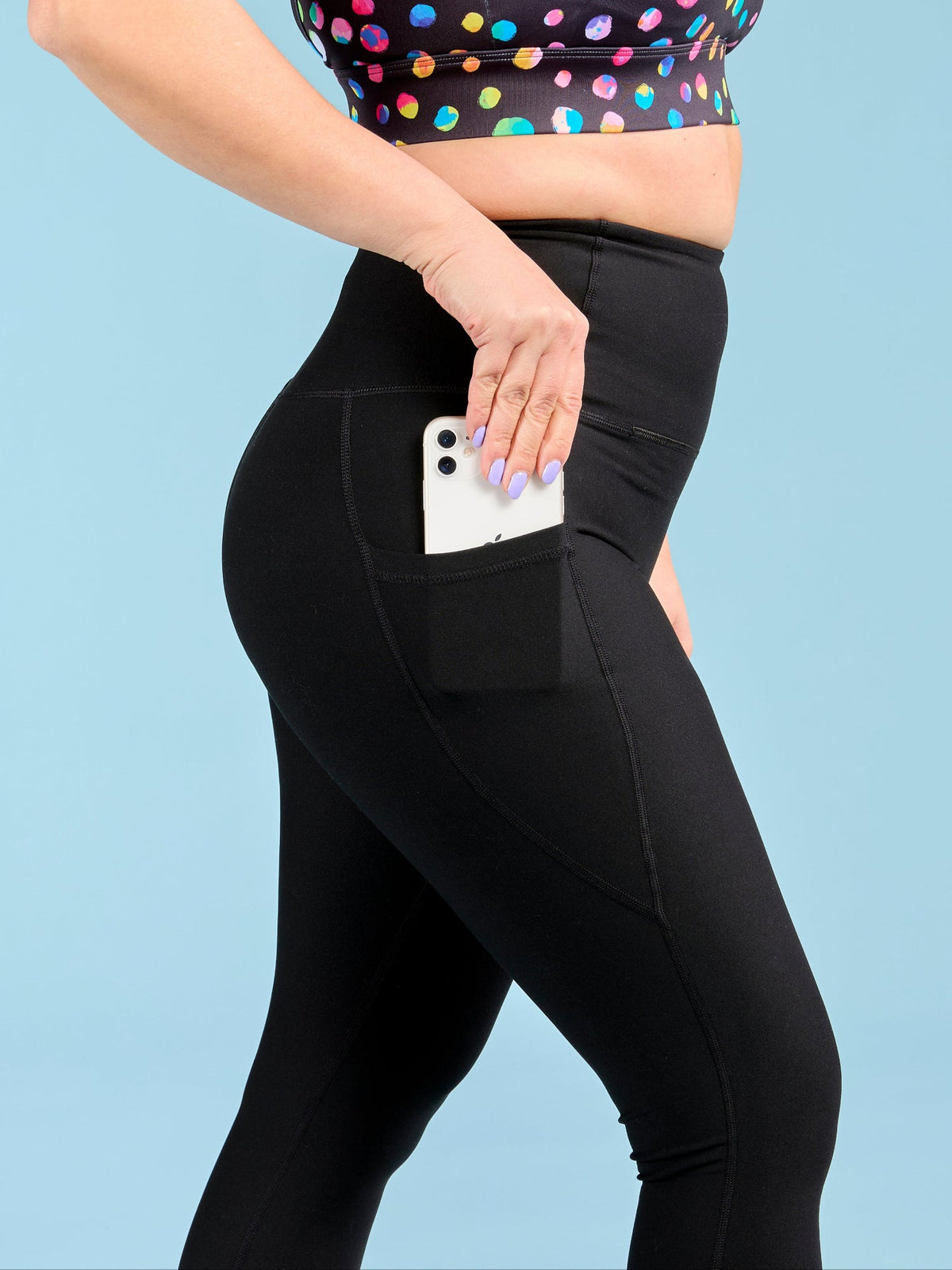 SleekFit Core Black Legging - 7/8 length - black high waisted leggings with pockets