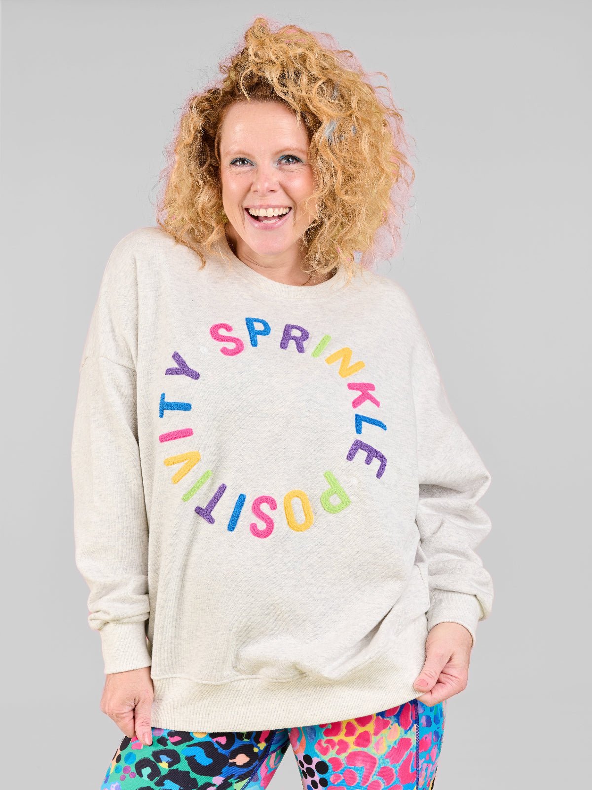 Sprinkle Positivity Organic Cotton Oversized Sweatshirt - Grey Marle
