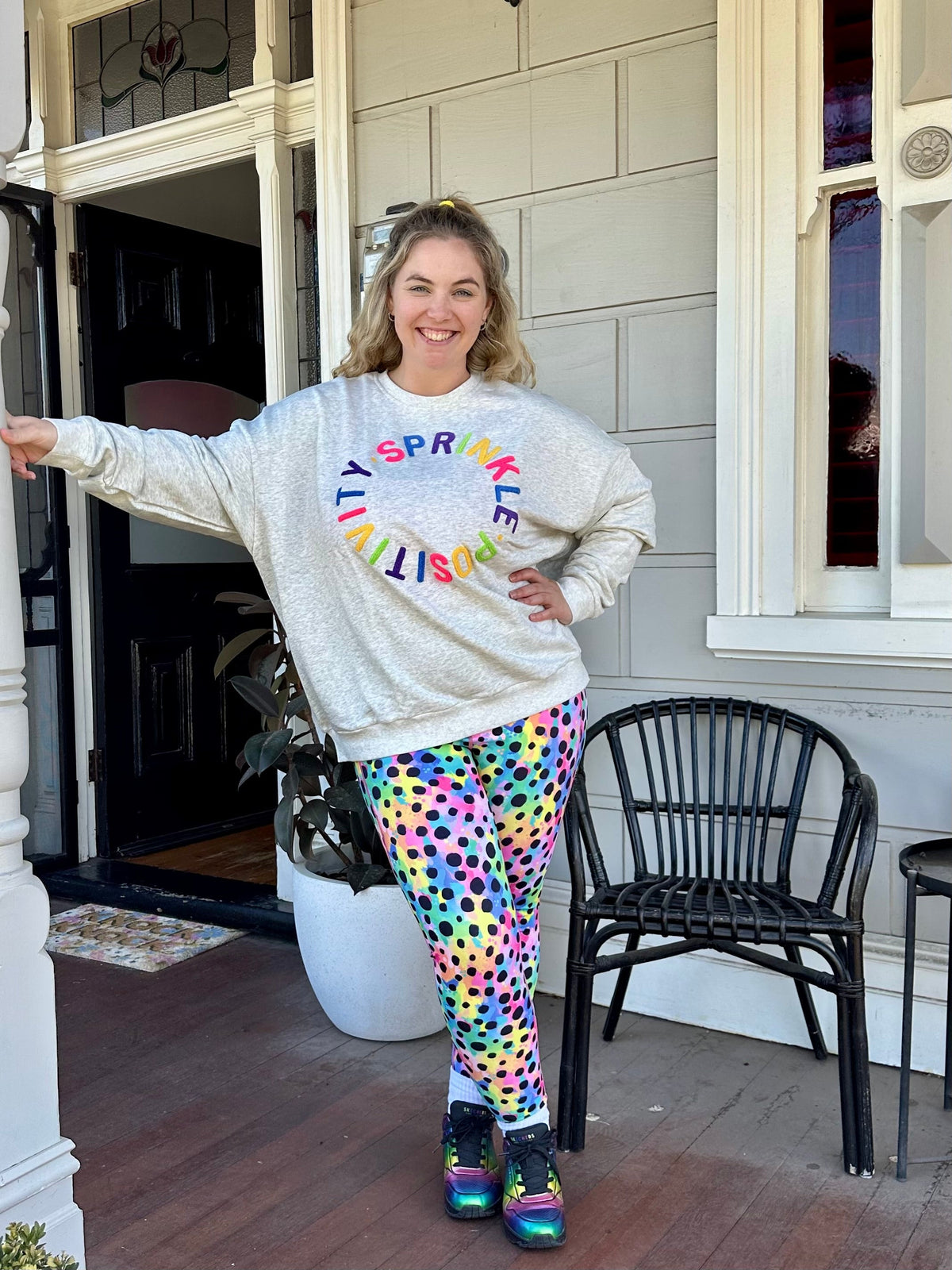 Sprinkle Positivity Organic Cotton Sweatshirt - Grey Marle - Relaxed fit womens jumper