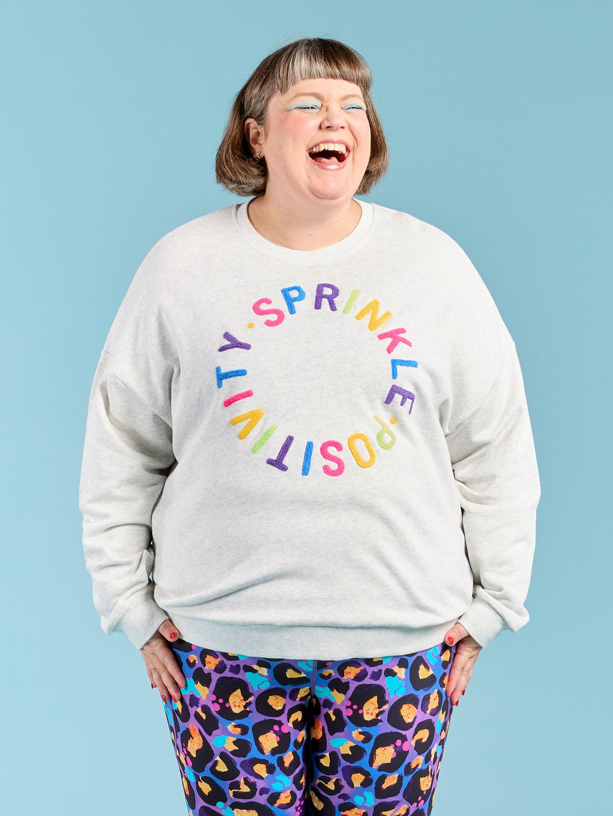 Sprinkle Positivity Organic Cotton Sweatshirt - Grey Marle - comfortable flattering sweaters lightweight