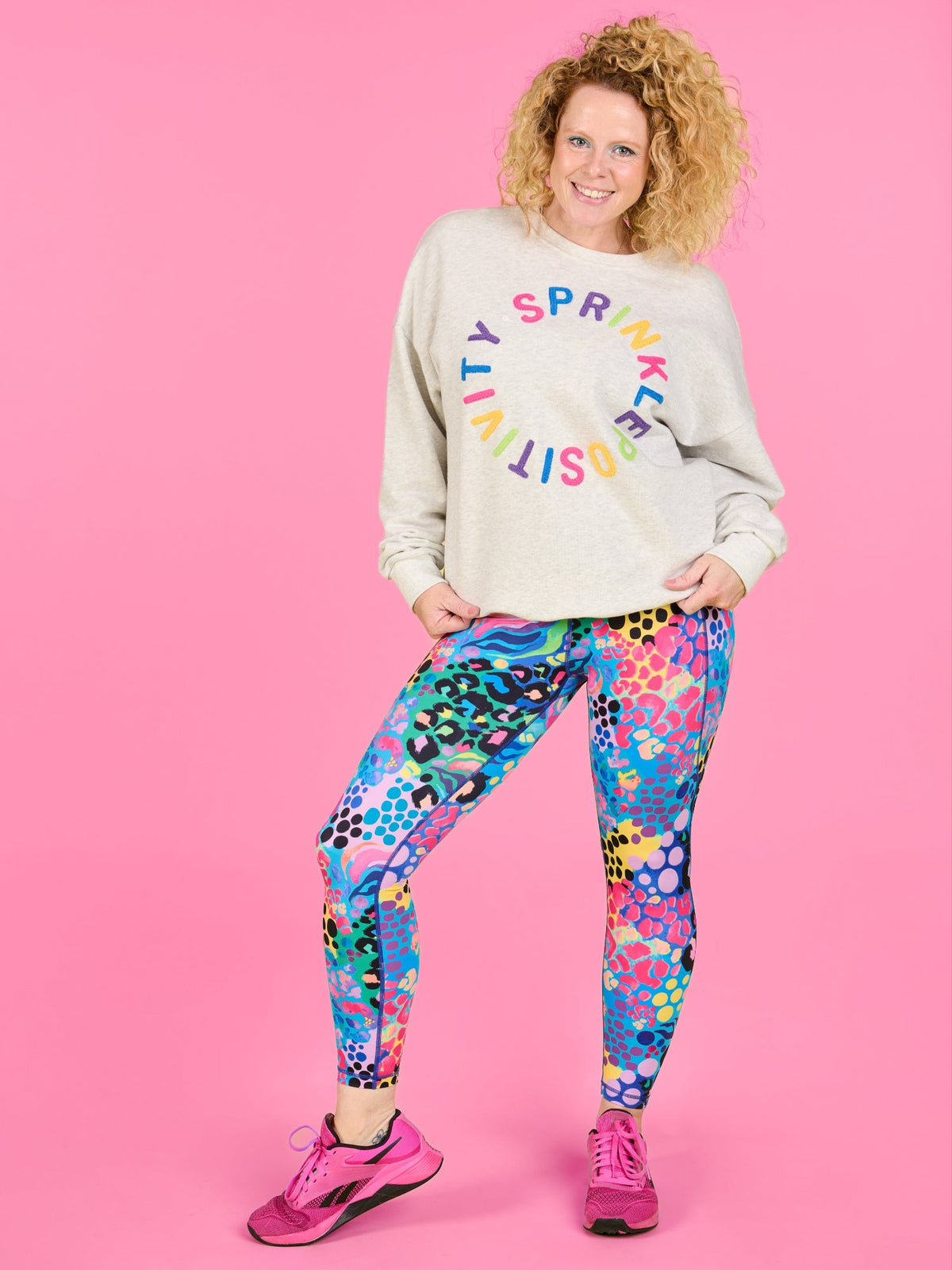 Sprinkle Positivity Organic Cotton Sweatshirt - Grey Marle - Oversized Fit with Slouchy Dropped Shoulders