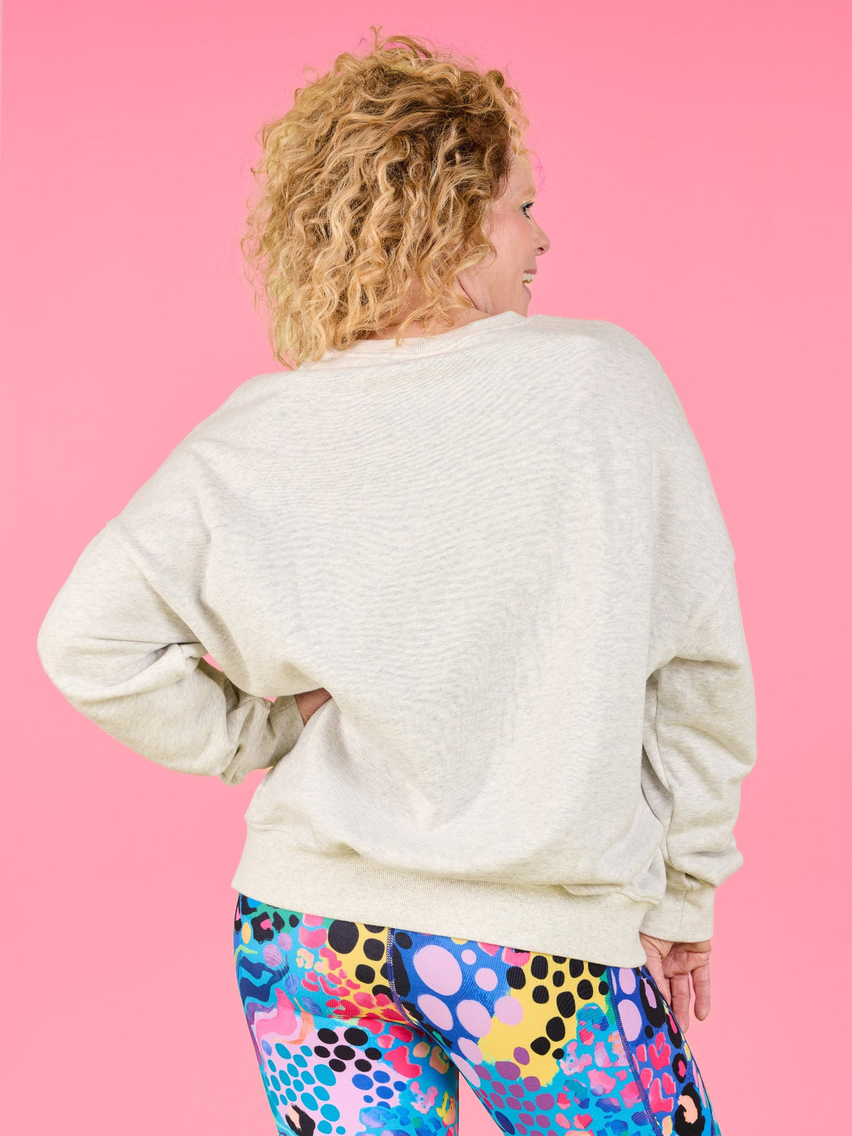 Sprinkle Positivity Organic Cotton Sweatshirt - Grey Marle - Cosy lightweight grey jumper petite women
