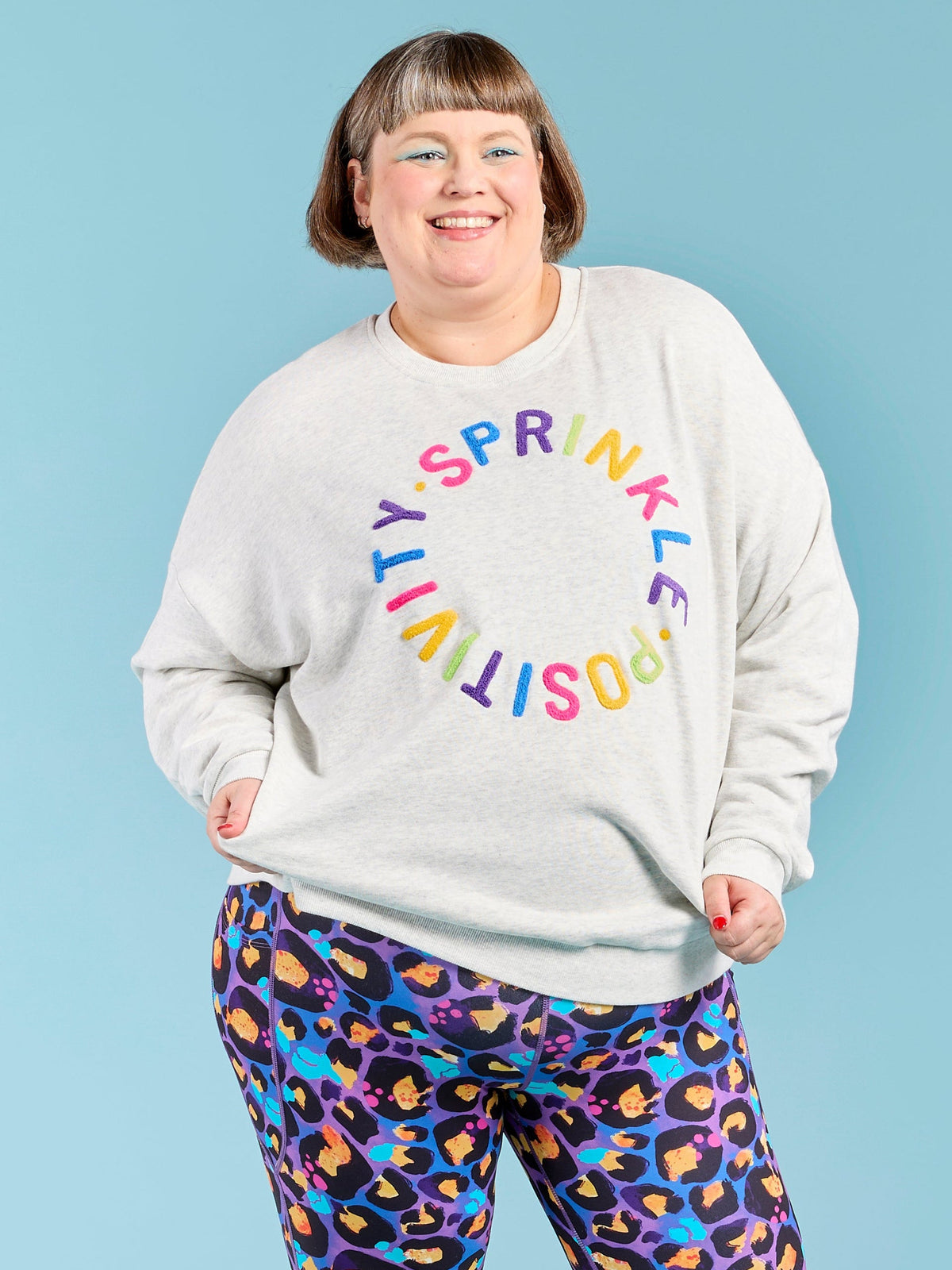 Sprinkle Positivity Organic Cotton Sweatshirt - Grey Marle - Oversized jumper plus size