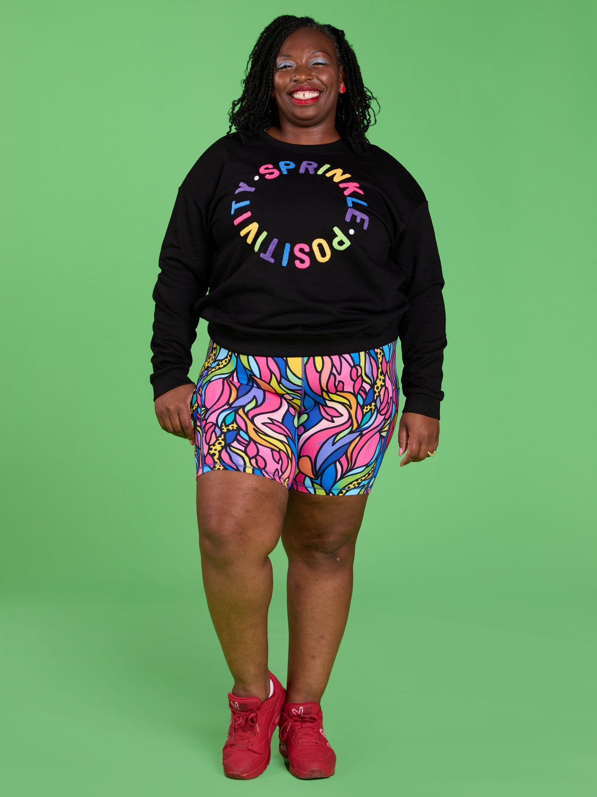 Sprinkle Positivity Organic Cotton Sweatshirt - Jet Black - Women's oversized sweatshirt