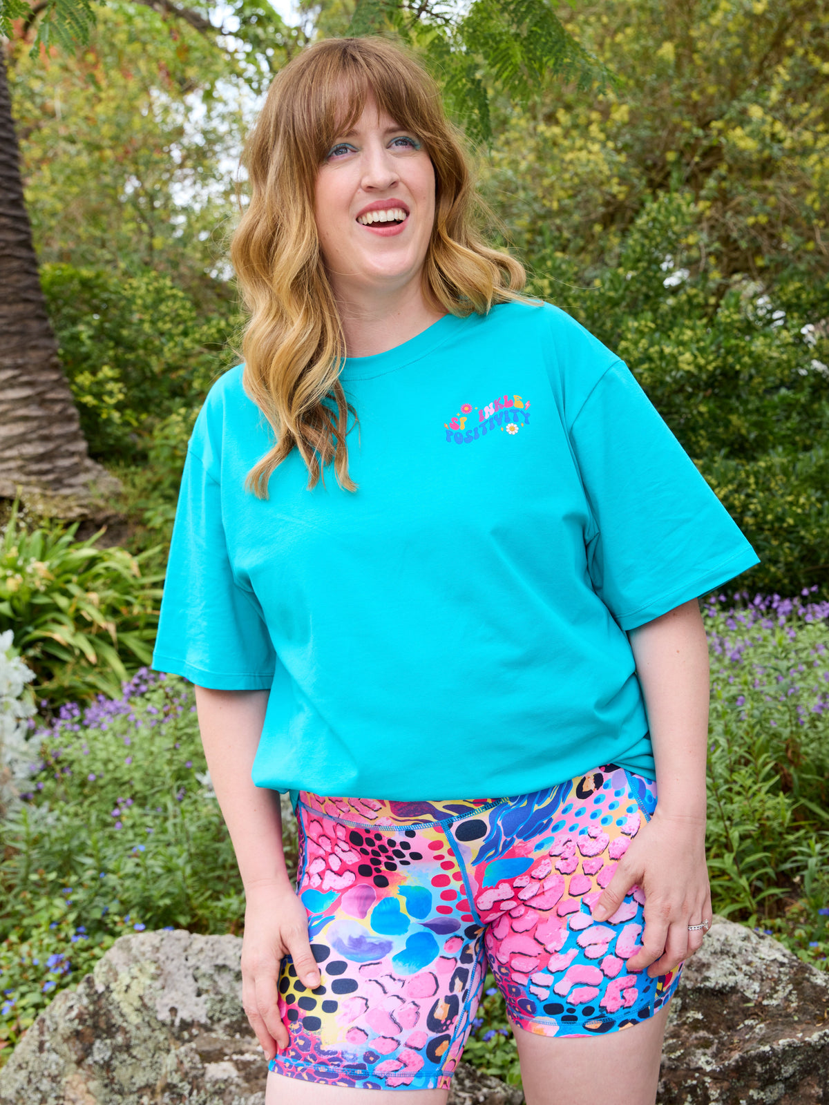 Teal BoxFit Positivi-Tee - 'You're Doing Amazing' - box fit t shirt teal organic cotton