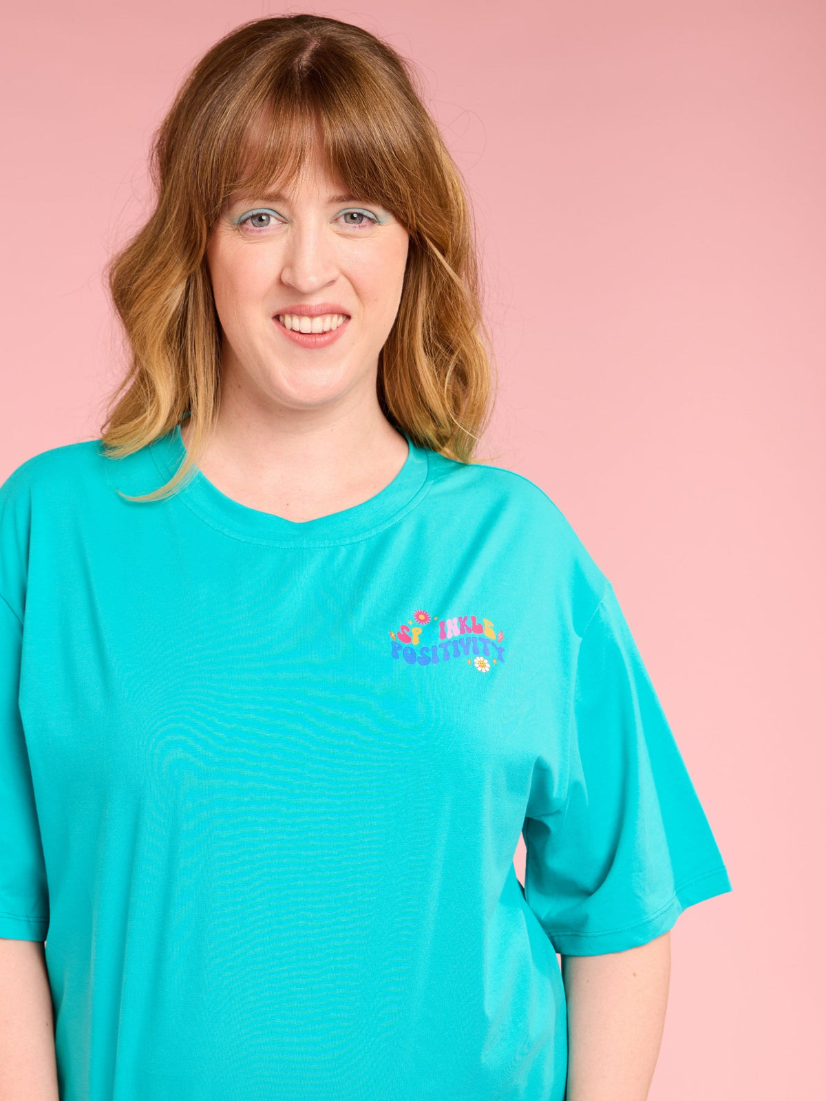Teal BoxFit Positivi-Tee - 'You're Doing Amazing' - teal box fit t shirt organic cotton