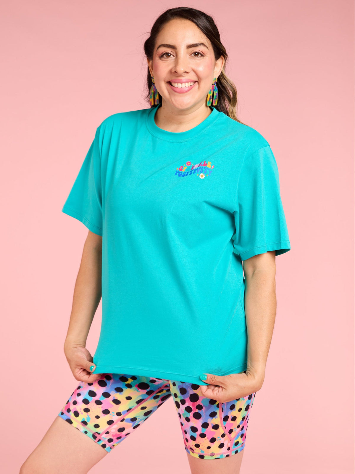 Teal BoxFit Positivi-Tee - 'You're Doing Amazing' - teal box fit t shirt oversized