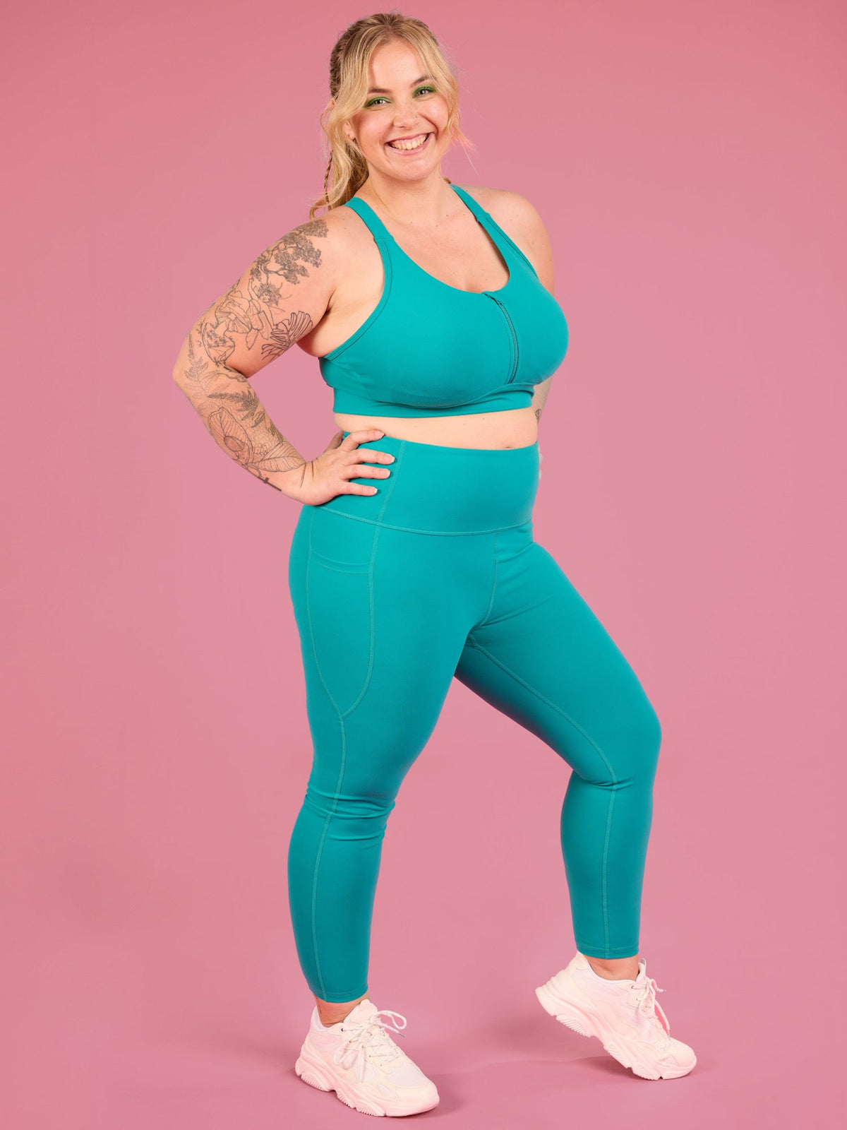 Teal Elevate Legging - 7/8 length - legging 7/8 high waist with pockets plus sized