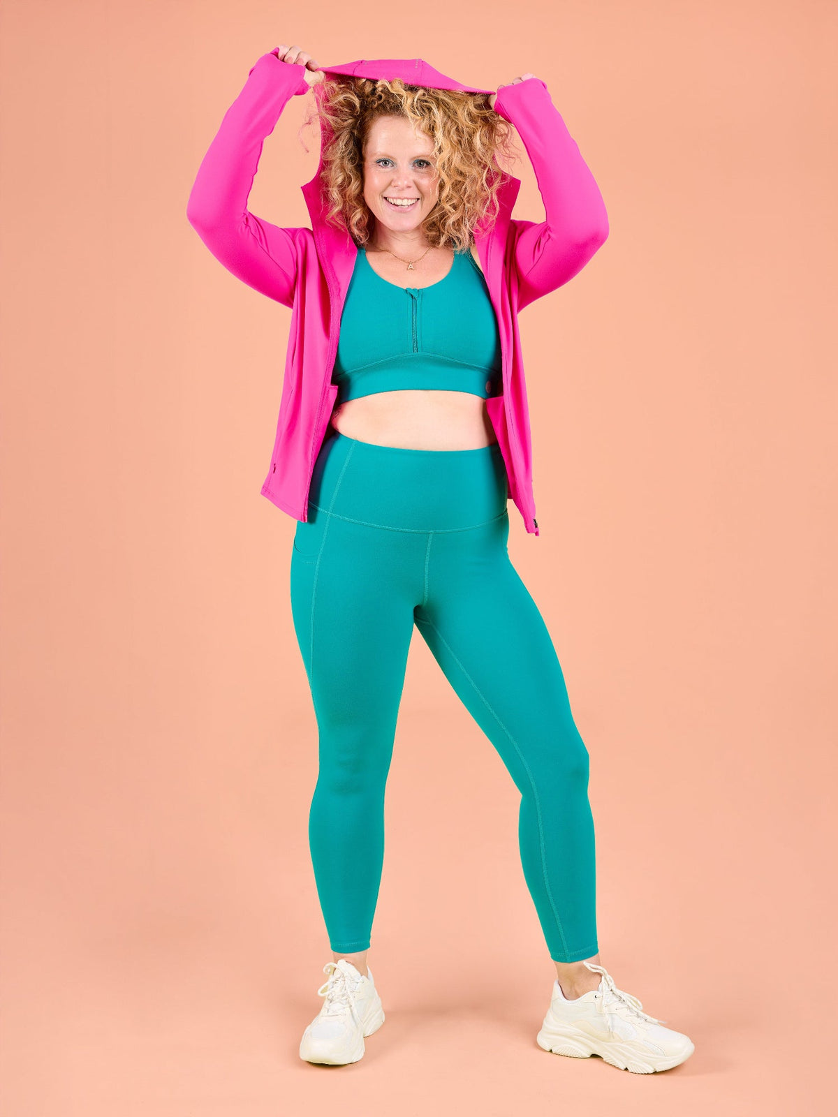 Teal Elevate Legging - 7/8 length - high waisted tights with pockets squat proof