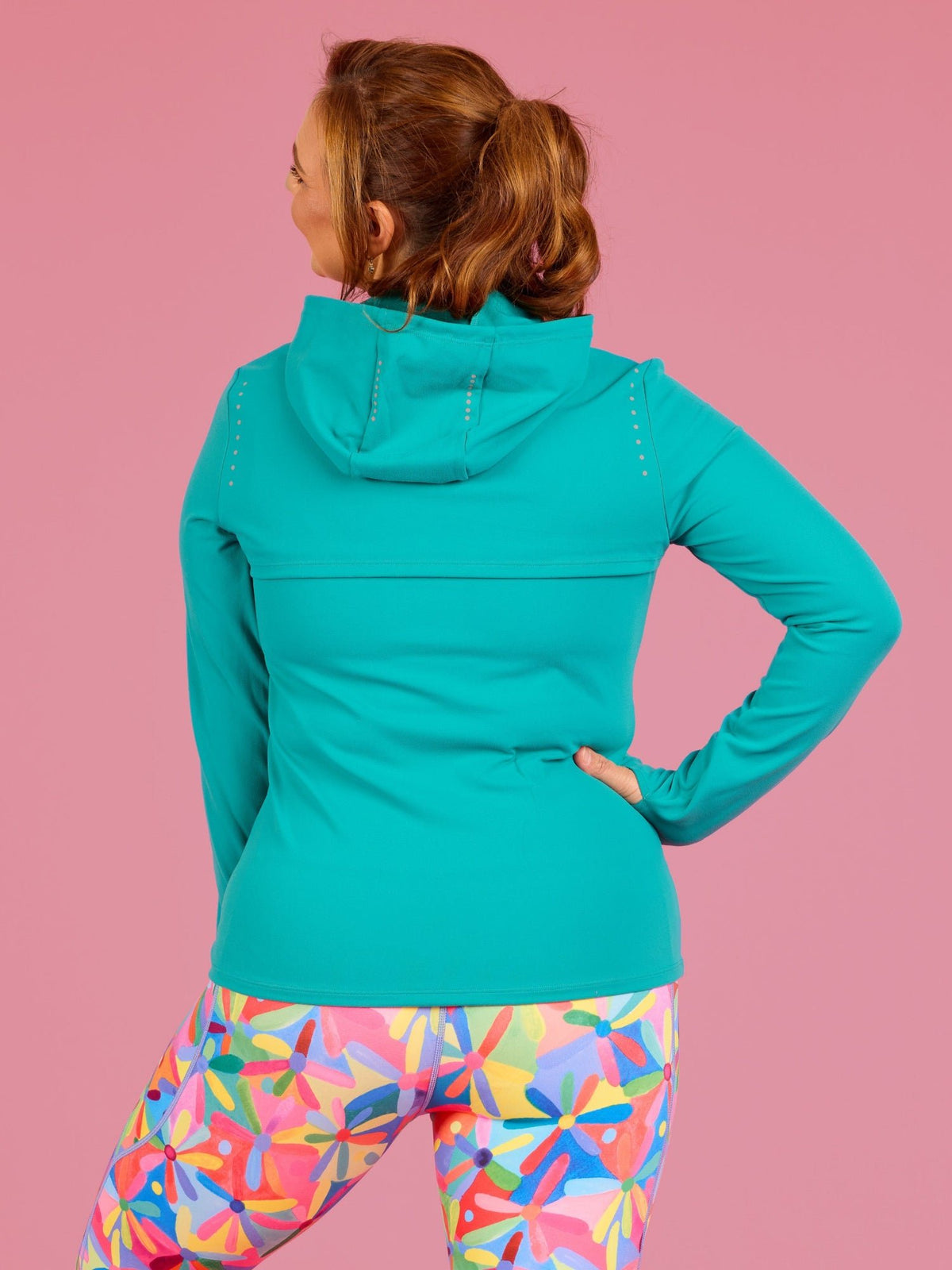 Teal Elevate Running Jacket - activewear bold colour breathable moisture wicking