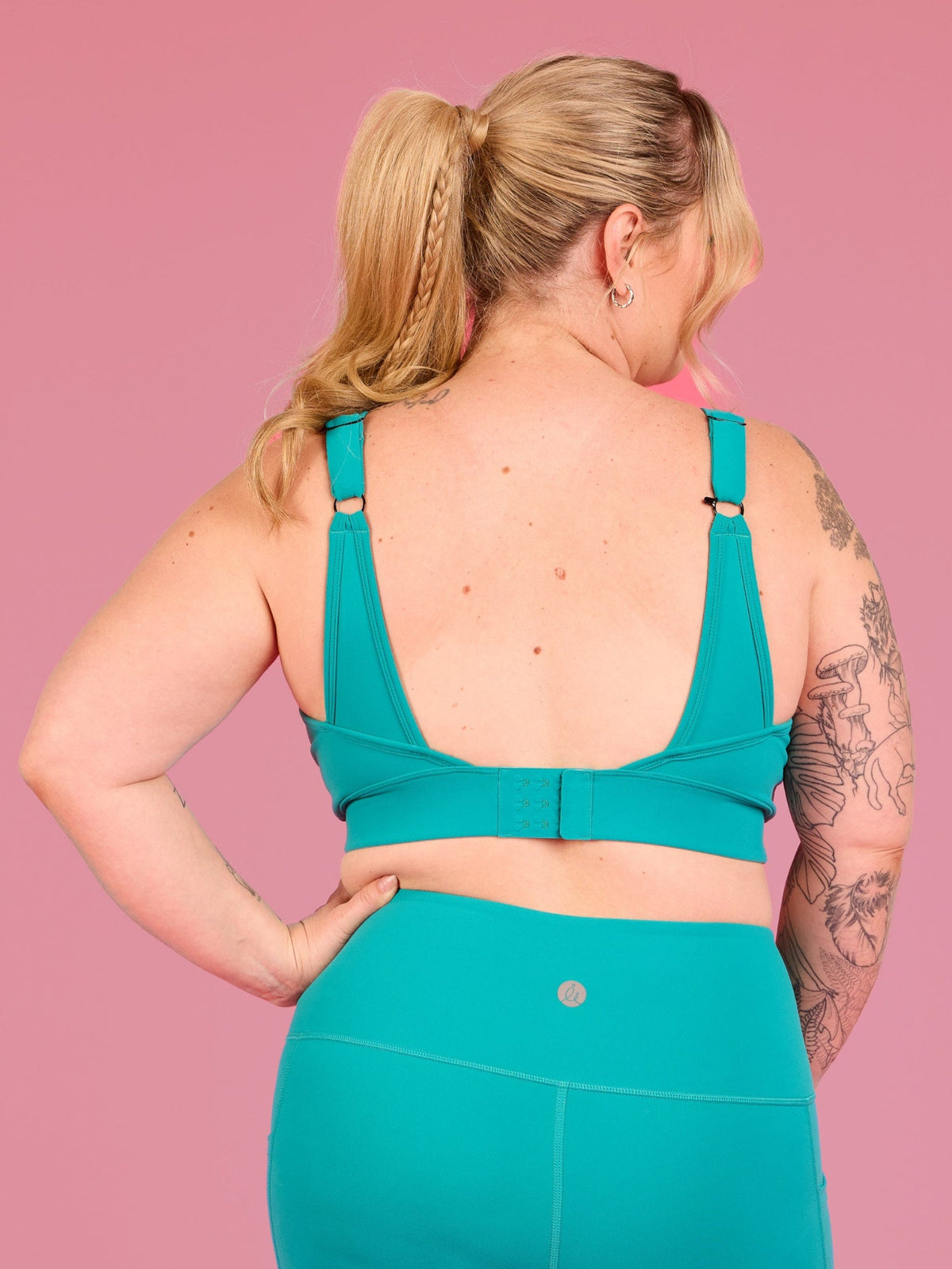 Teal FlexiZip Crop II - Zip sports bra with adjustable straps