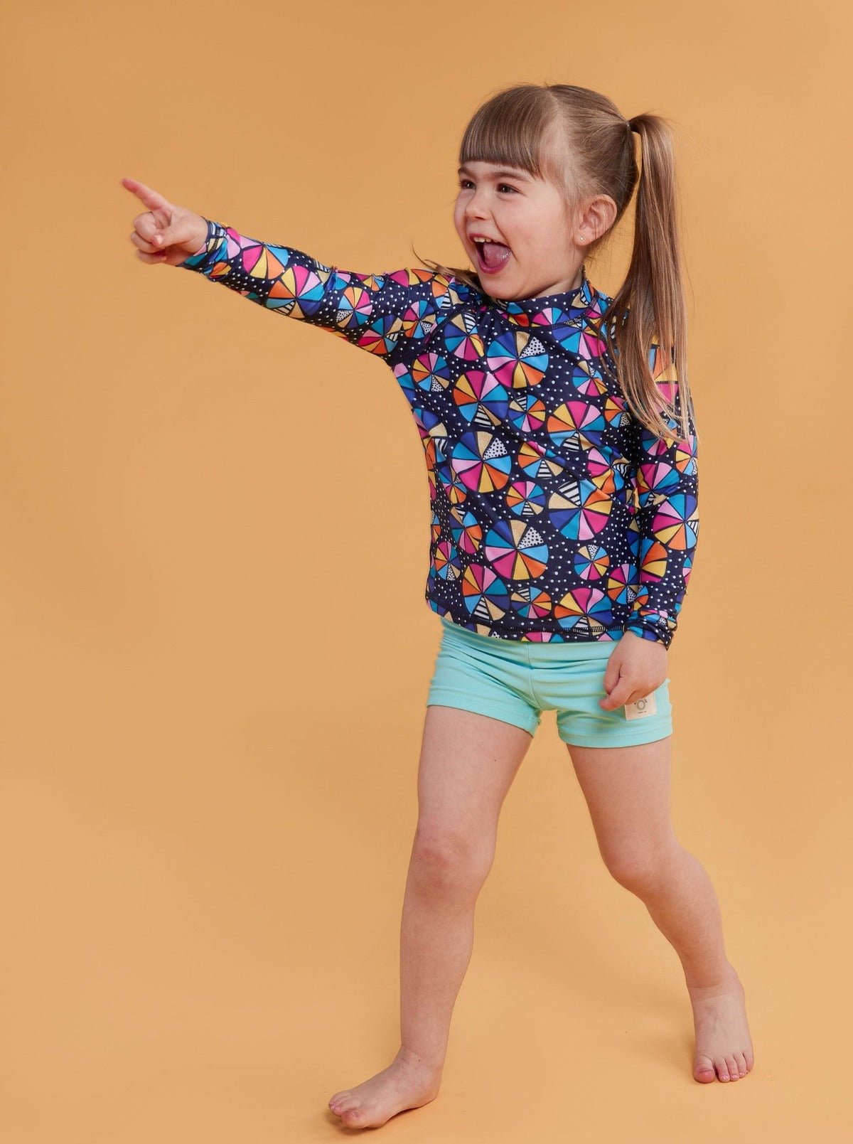 Colour Wheel Kids Long-Sleeved Rashie Top - children's long sleeve sun protection swimwear