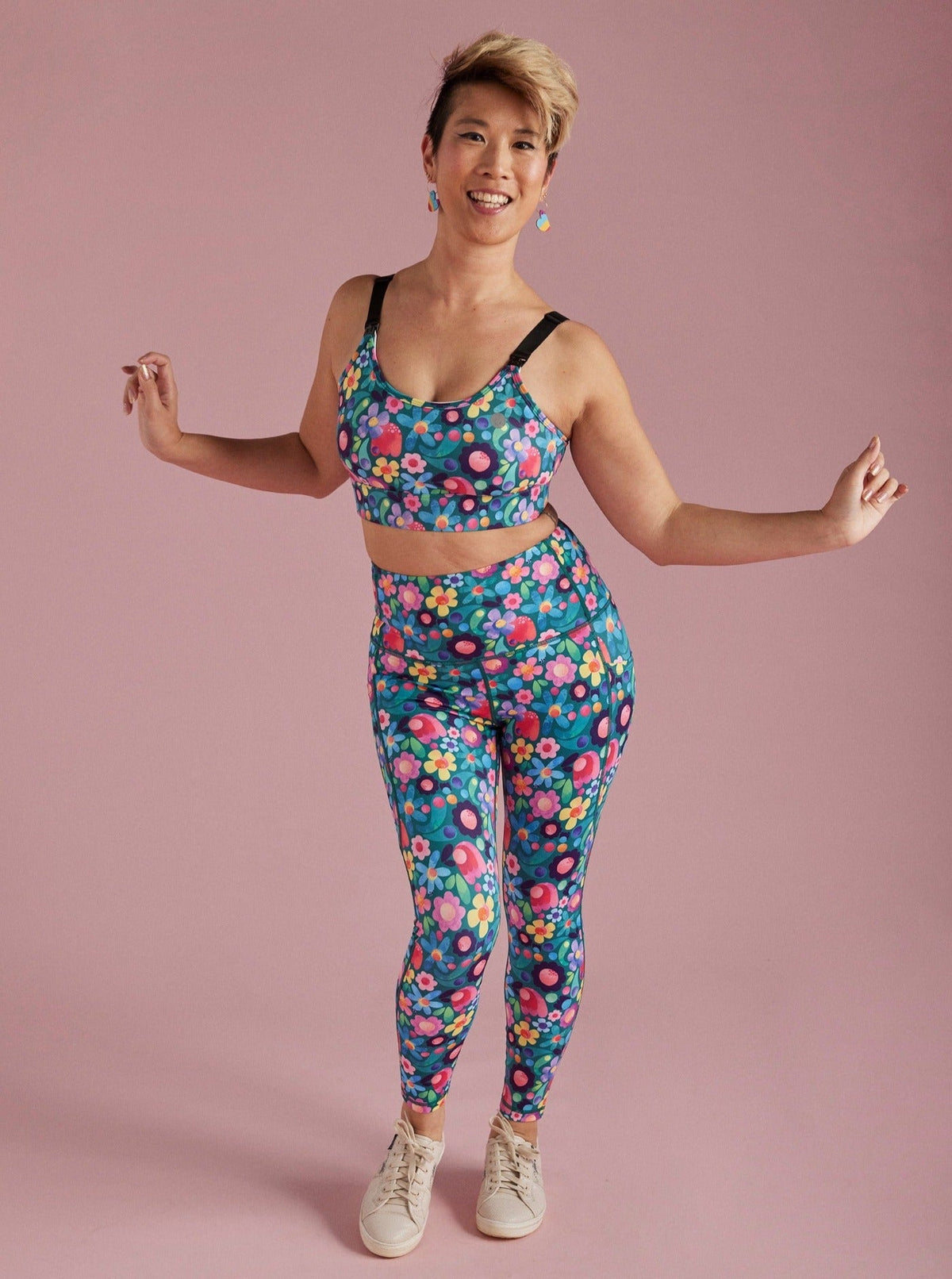 Floral Fields Everyday Legging - 7/8 length - colourful Kasey Rainbow print leggings